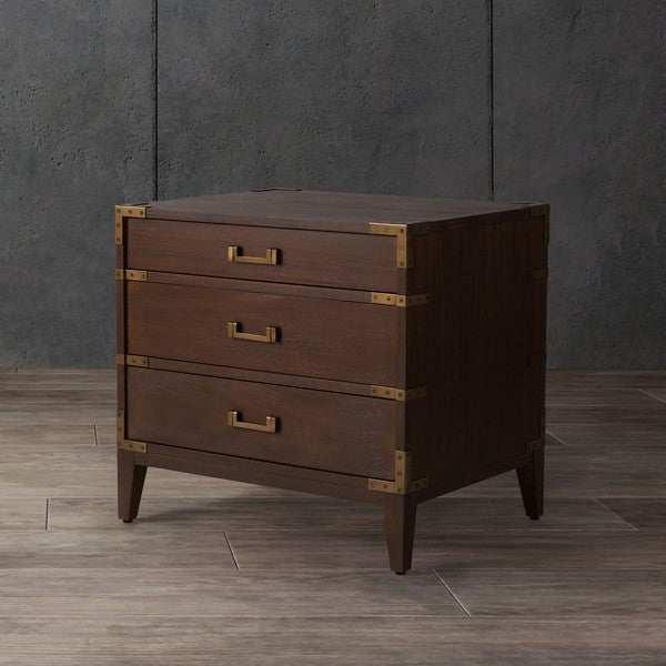 NISHA 3 DRAWER WOOD NIGHTSTAND - Remutear