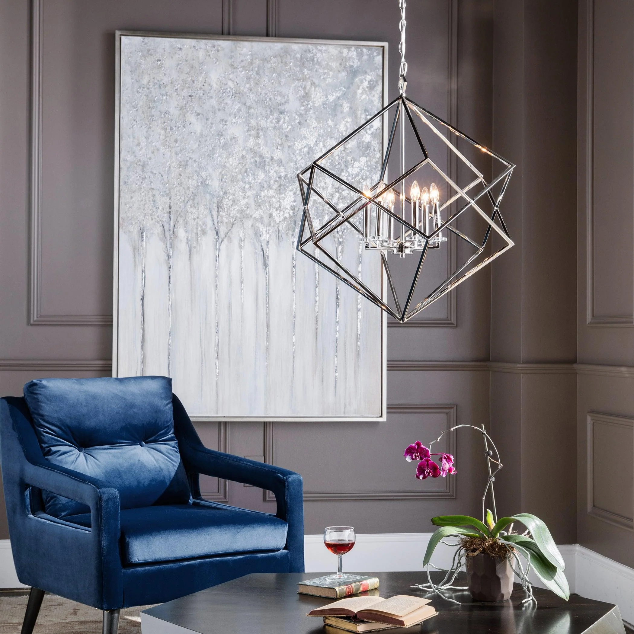 EUCLID 6 LIGHT NICKEL CUBE PENDANT - Remutear