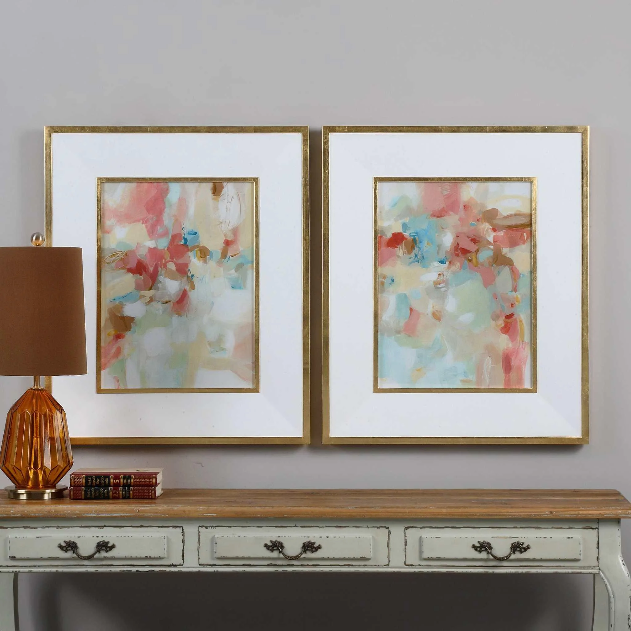 A Touch Of Blush And Rosewood Fences Art, S/2 - Remutear
