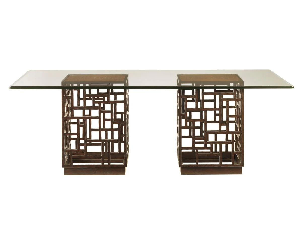 Ocean Club South Sea Dining Table With 84 X 48 Inch Glass Top - Remutear