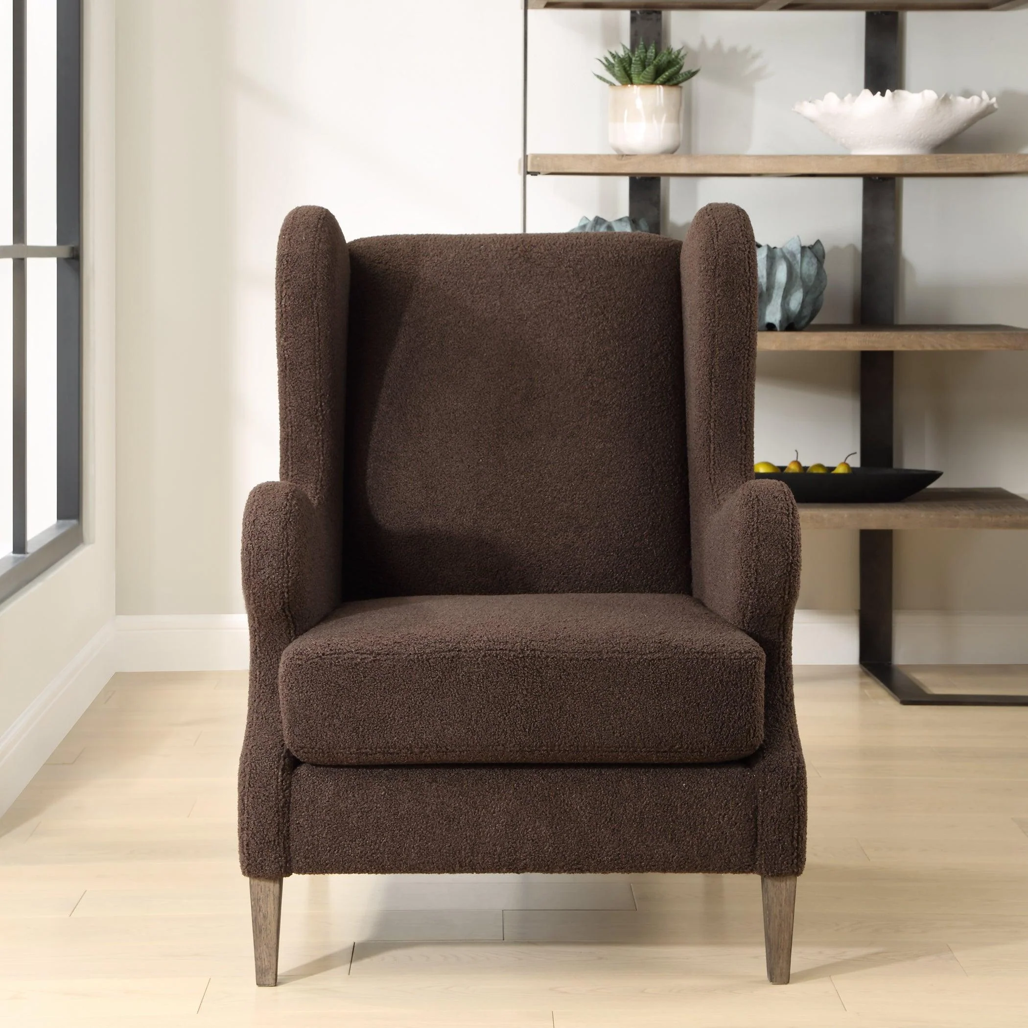 Serpentine Brown Fabric Accent Chair - Remutear