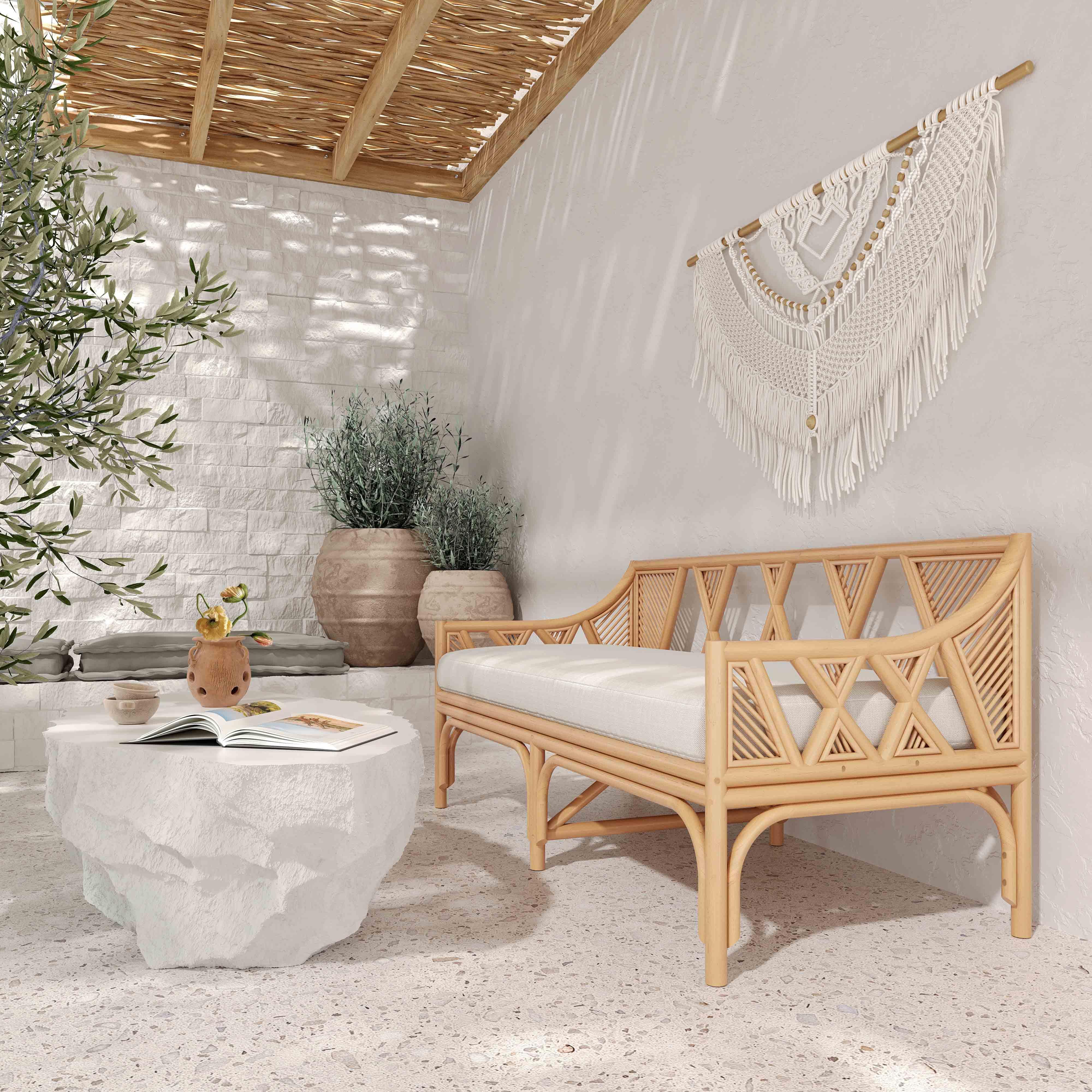 Jayla Natural Rattan Bench - Remutear