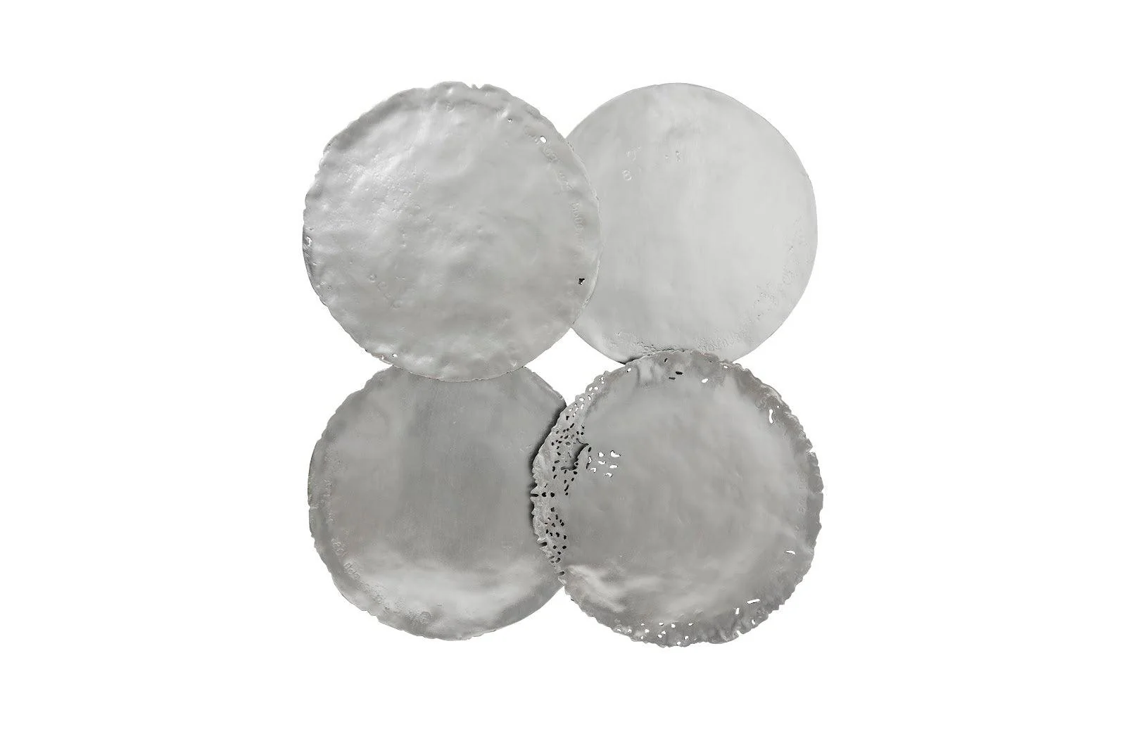 Cast Oil Drum Wall Discs, Silver Leaf, Set of 4 - Remutear