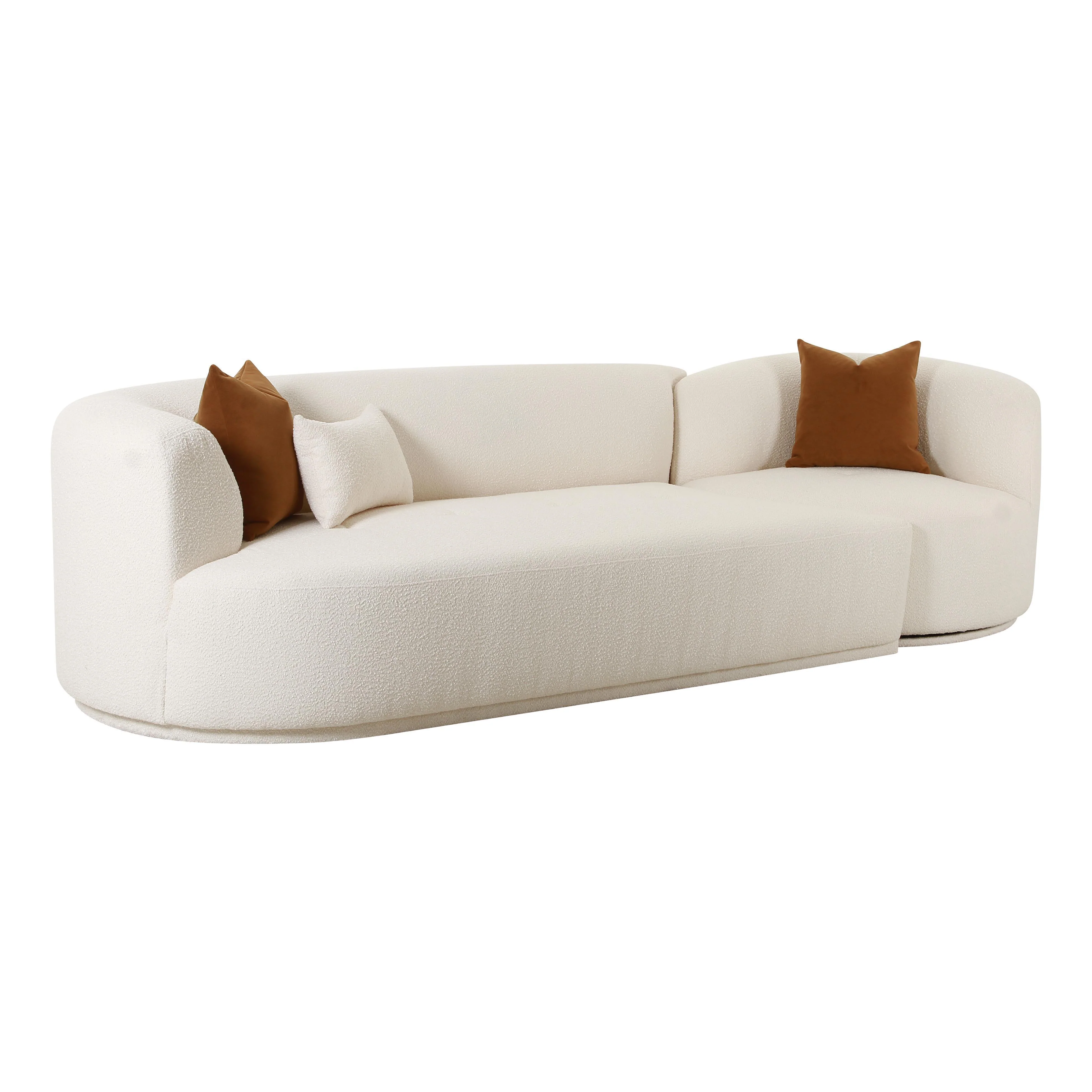 Fickle Cream Boucle 2-Piece Modular LAF Sofa - Remutear