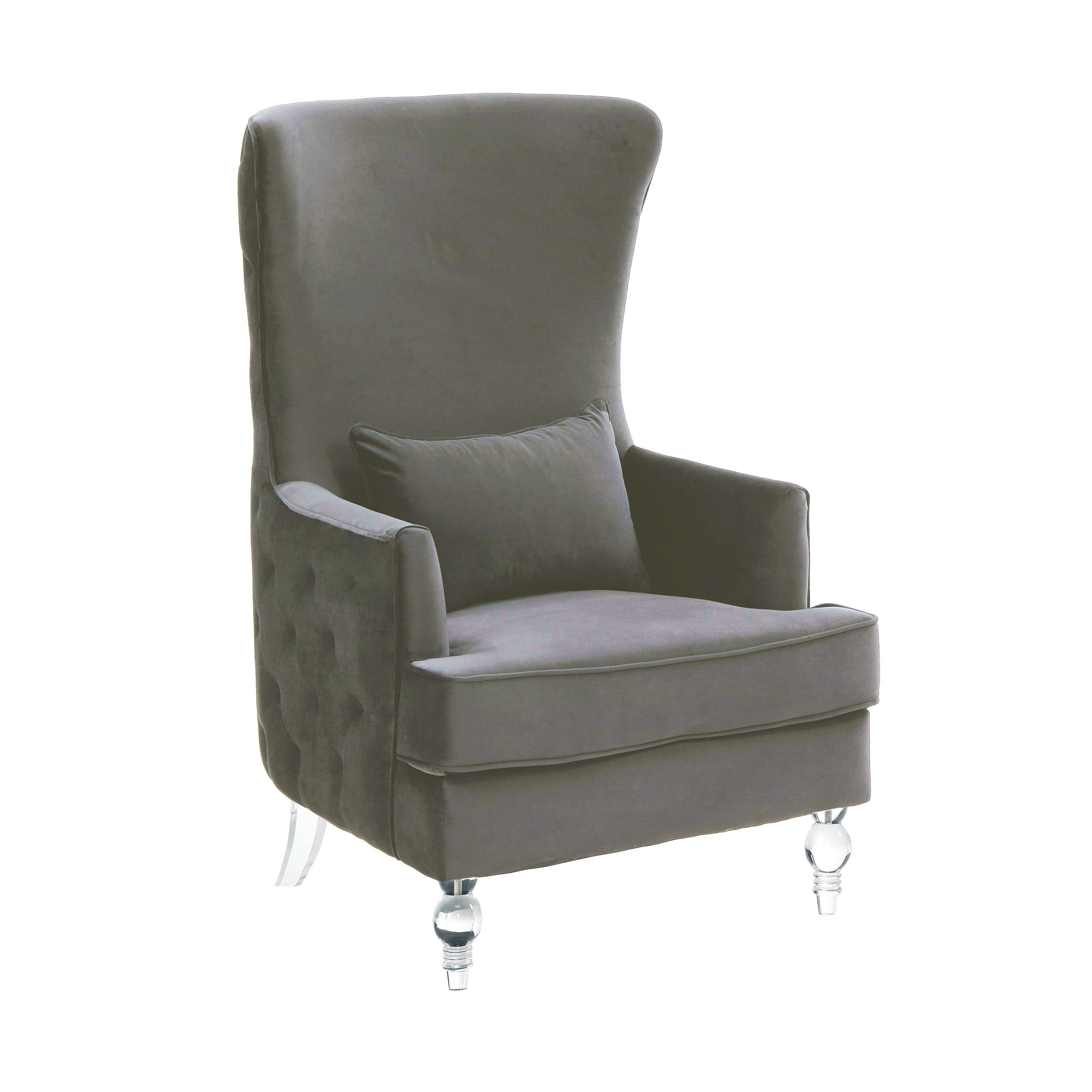 Aubree Tall Chair with Acrylic Legs - Grey - Remutear