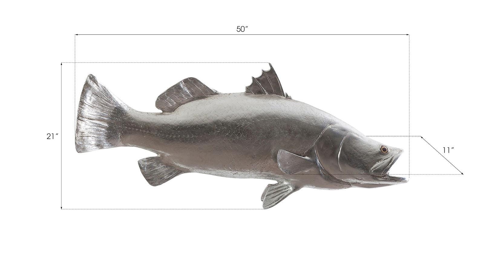 Barramundi Fish Wall Sculpture, Resin, Silver Leaf - Remutear