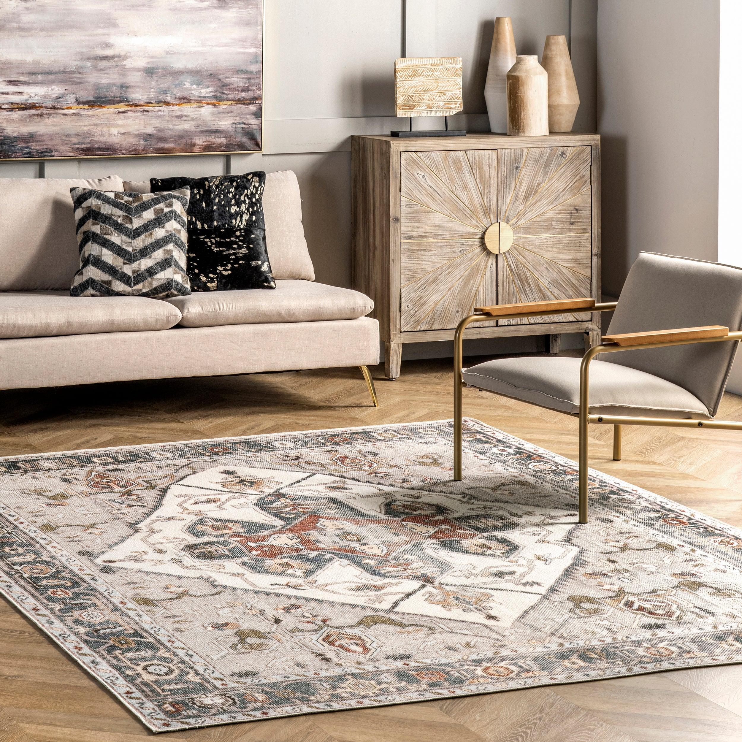 Mali Machine Washable Traditional Medallion Area Rug - Remutear