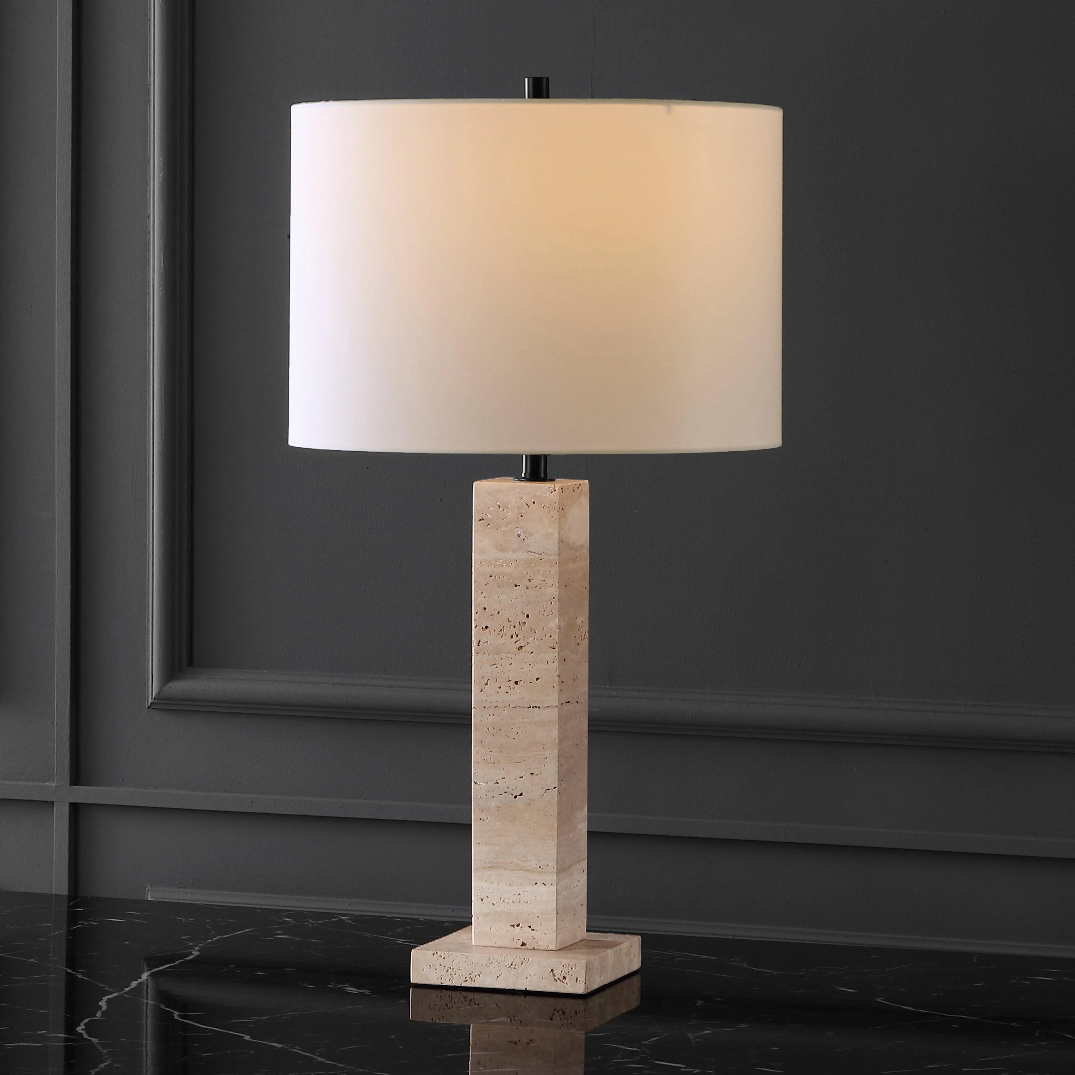 HANNABETH TRAVERTINE TABLE LAMP - Remutear