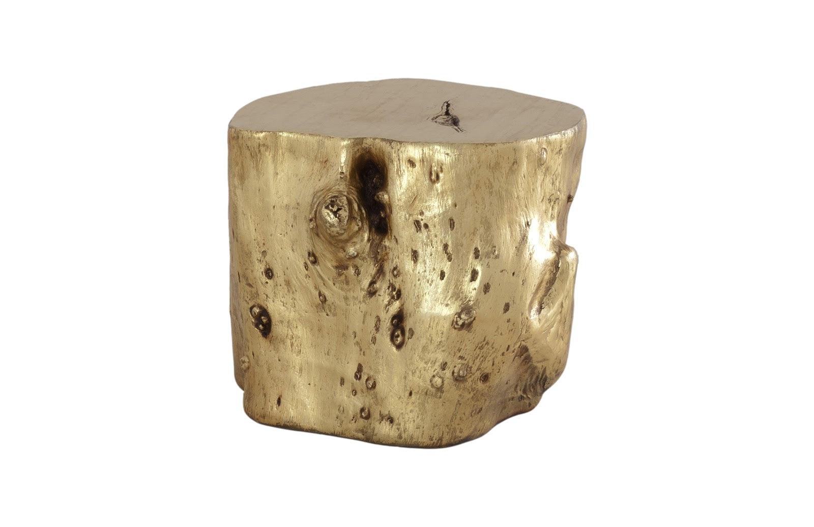 Log Stool, Gold Leaf, LG - Remutear