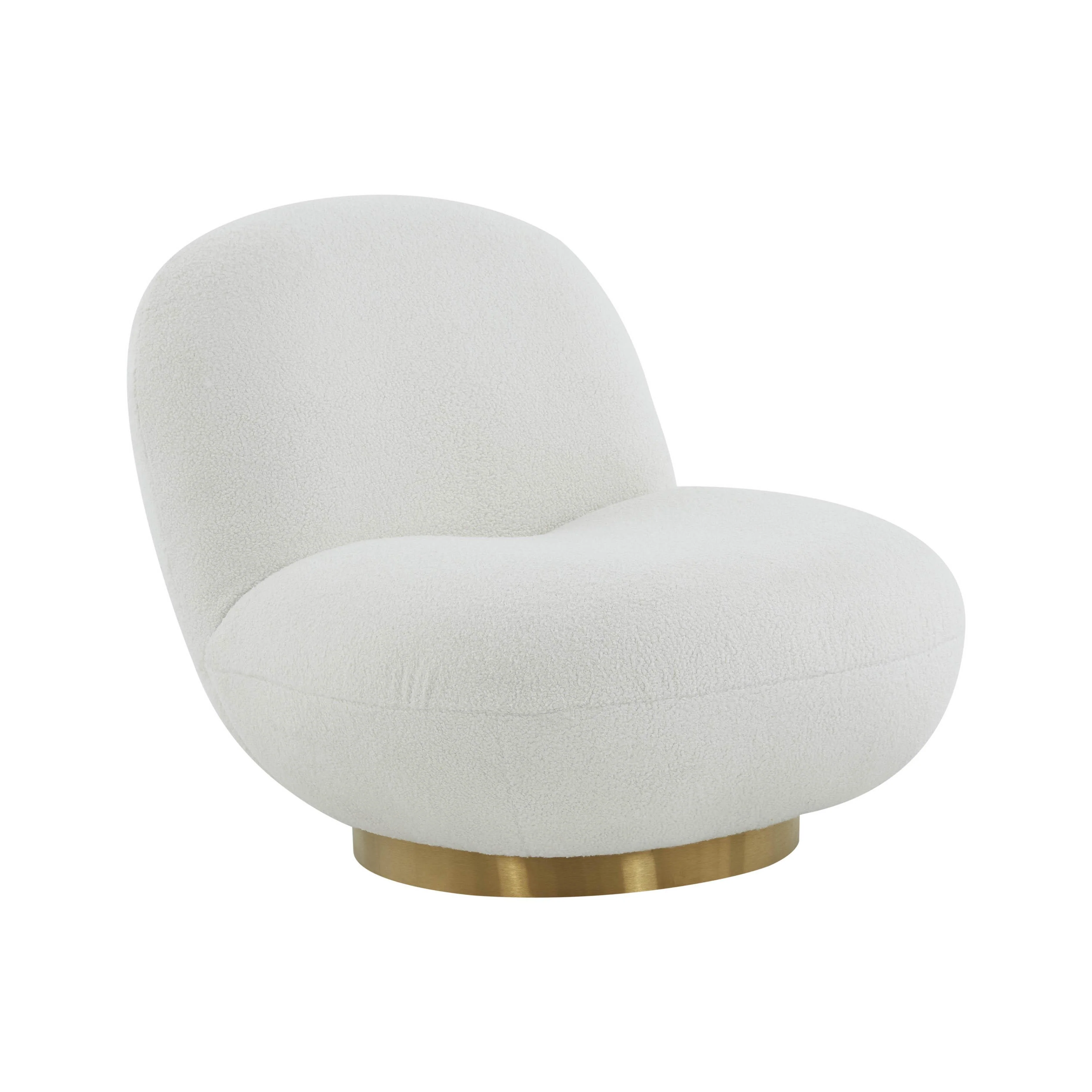 Emily White Boucle Swivel Chair - Remutear