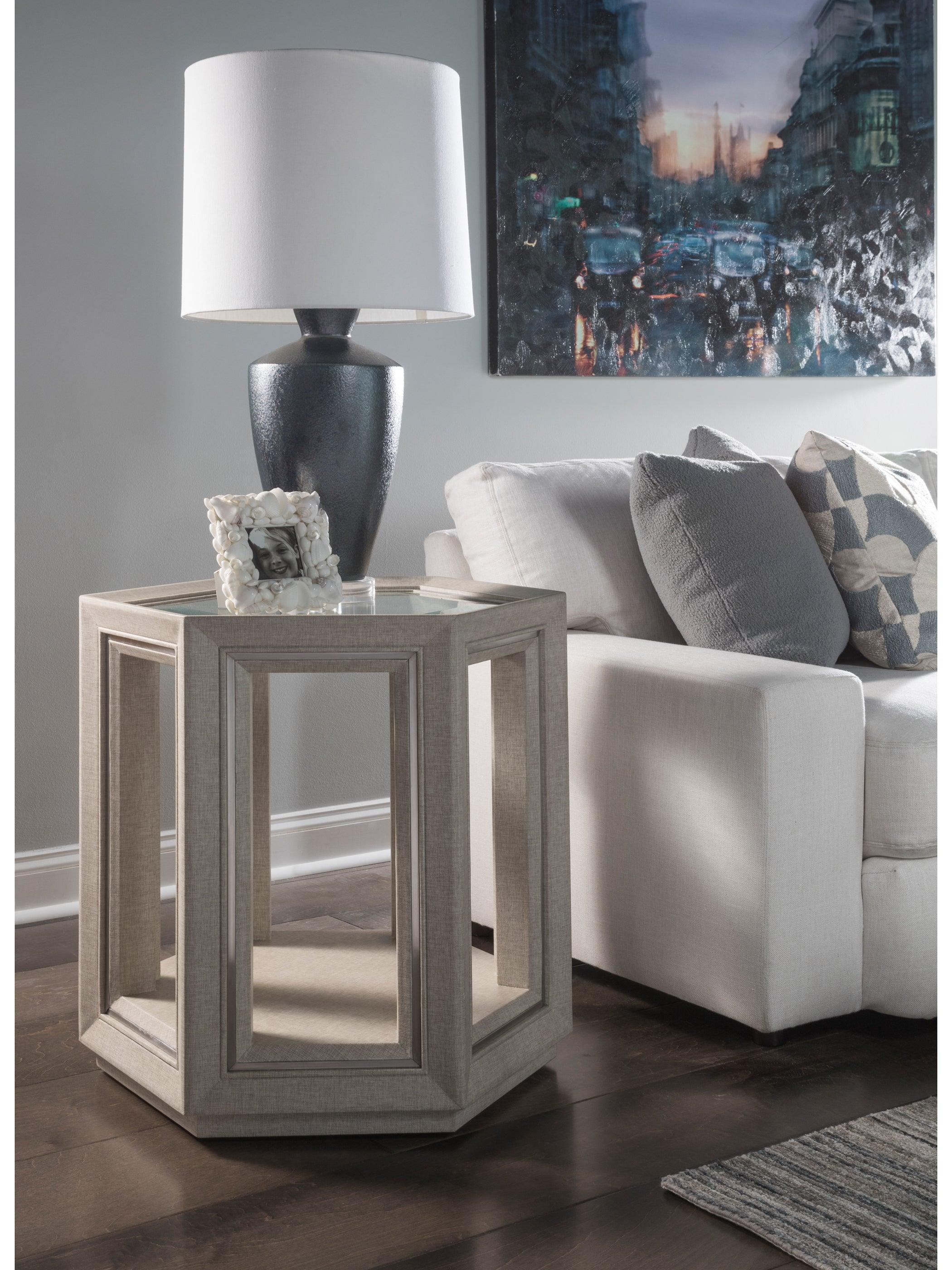 Signature Designs Zeitgeist Linen Hexagonal End Table - Remutear