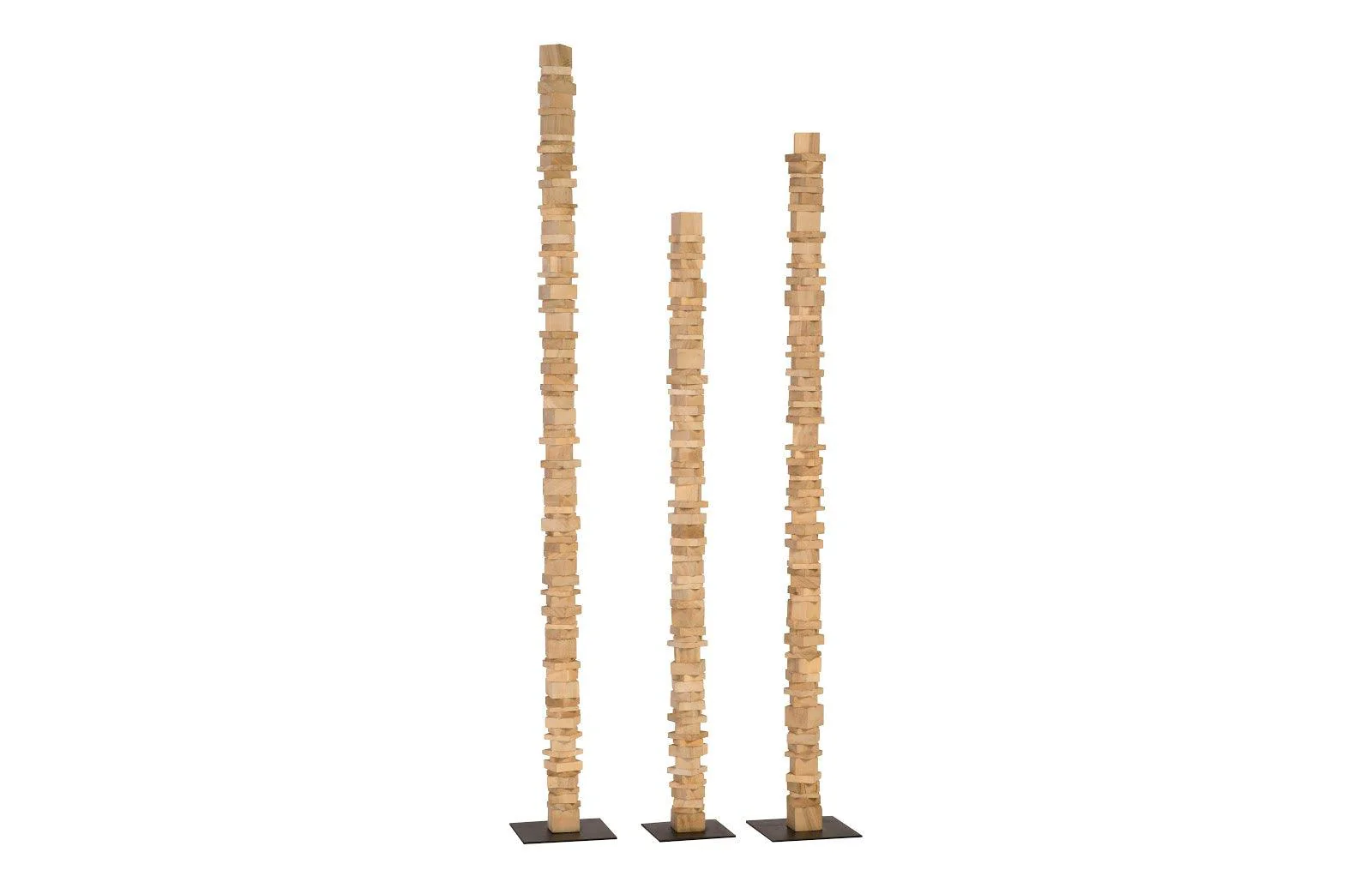 Stacked Wood Floor Sculptures, Bleached, Set of 3 - Remutear
