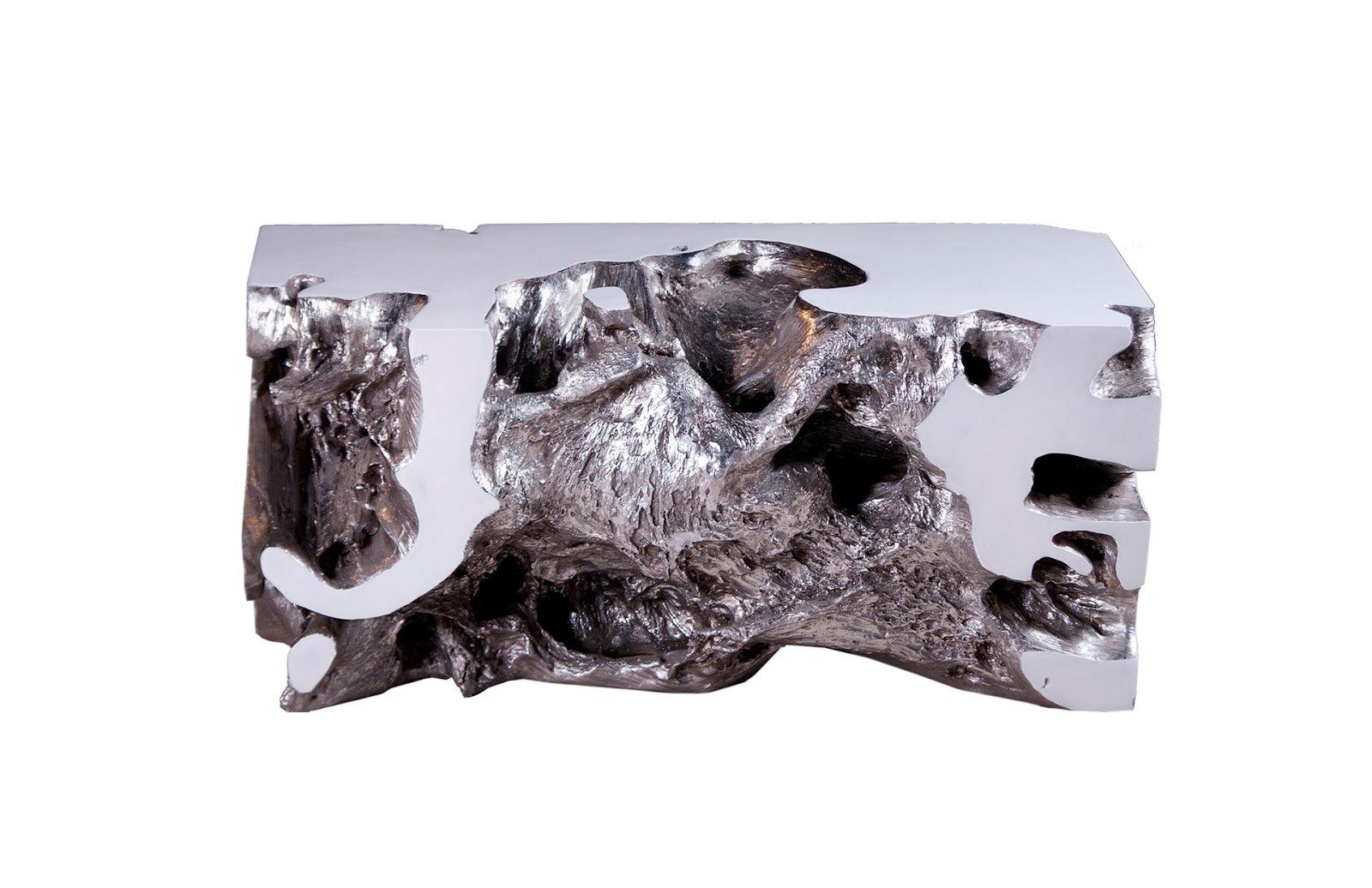 Freeform Bench, White, Silver Leaf, SM - Remutear