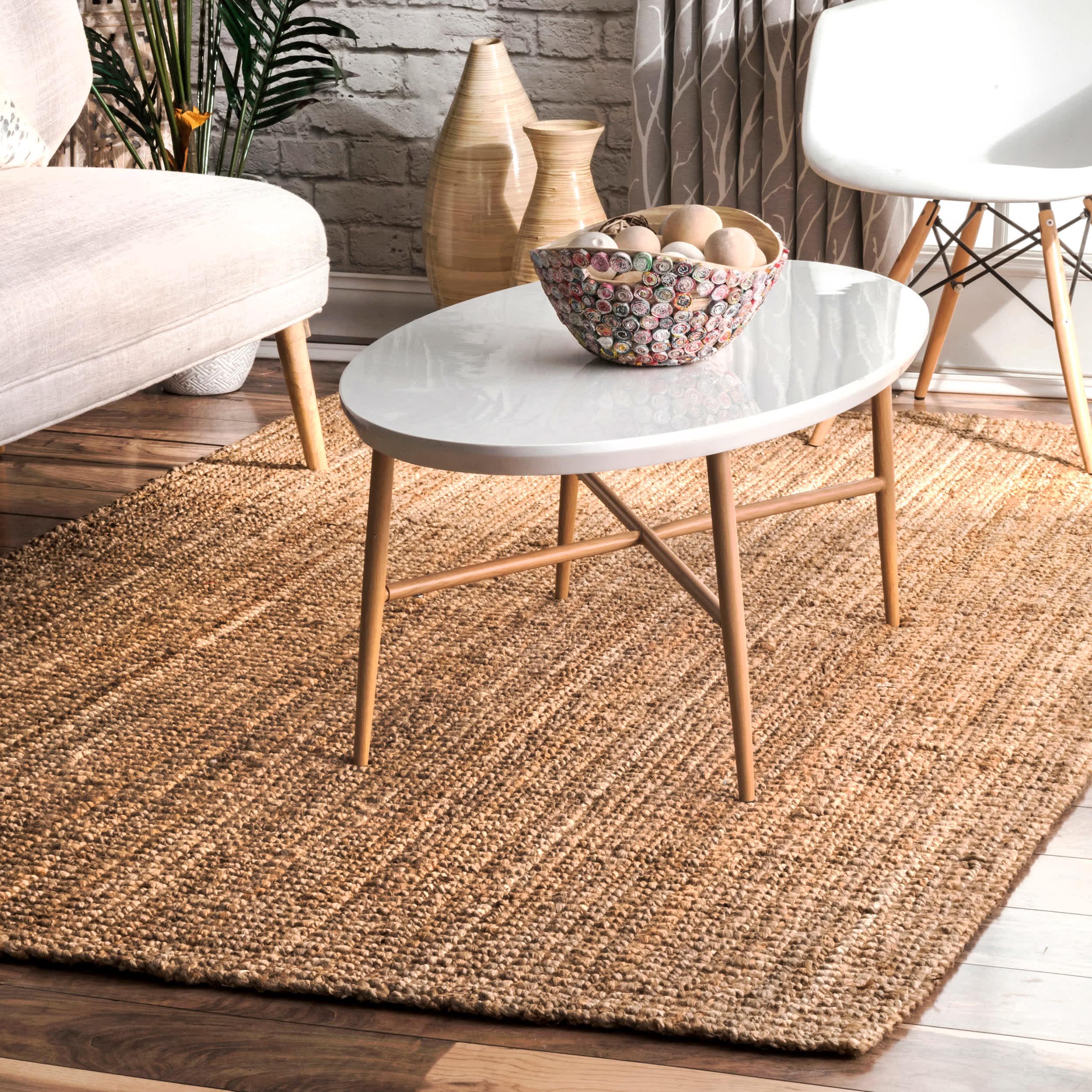 Ashli Solid Jute Area Rug - Remutear