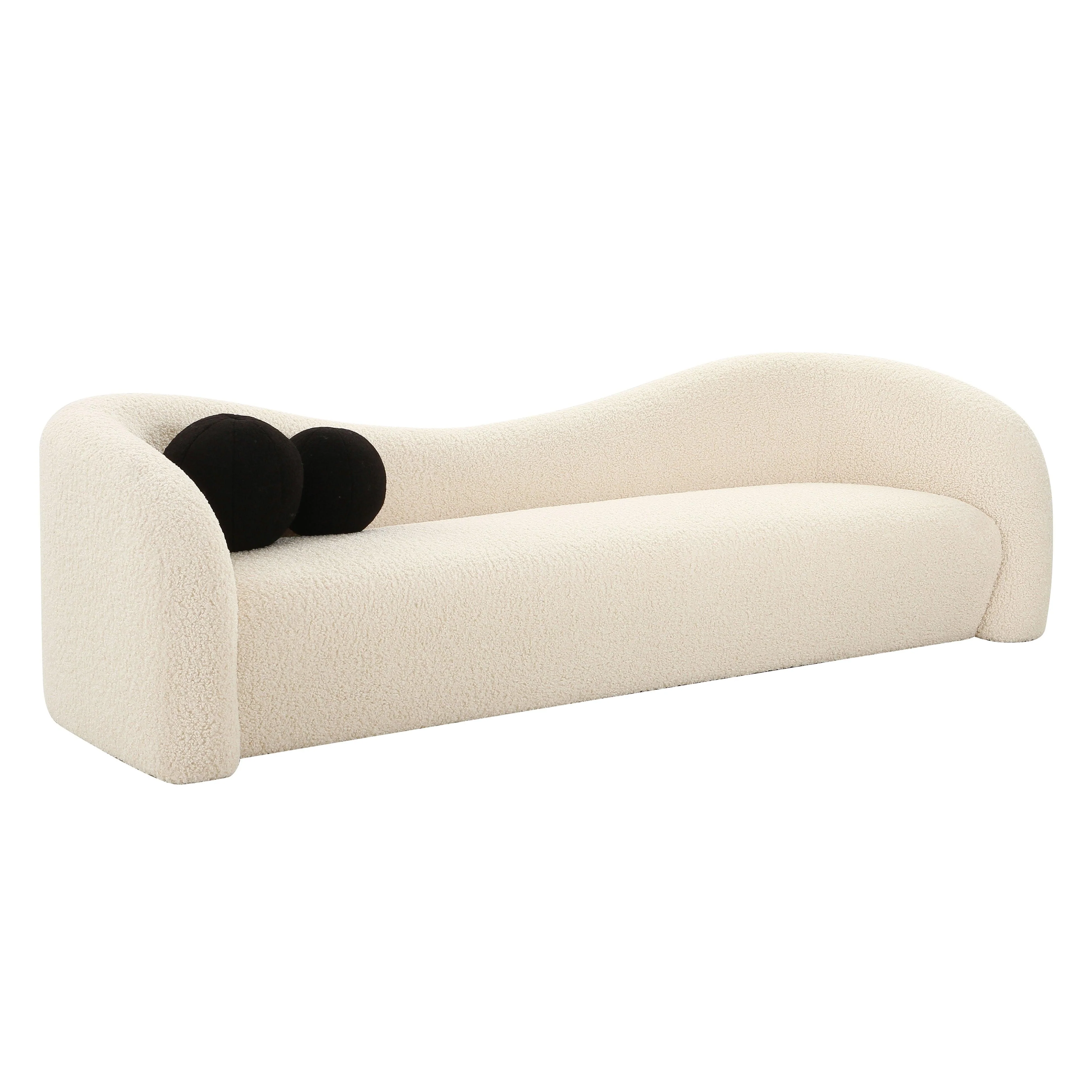 Leonie Beige Faux Shearling Sofa - Remutear