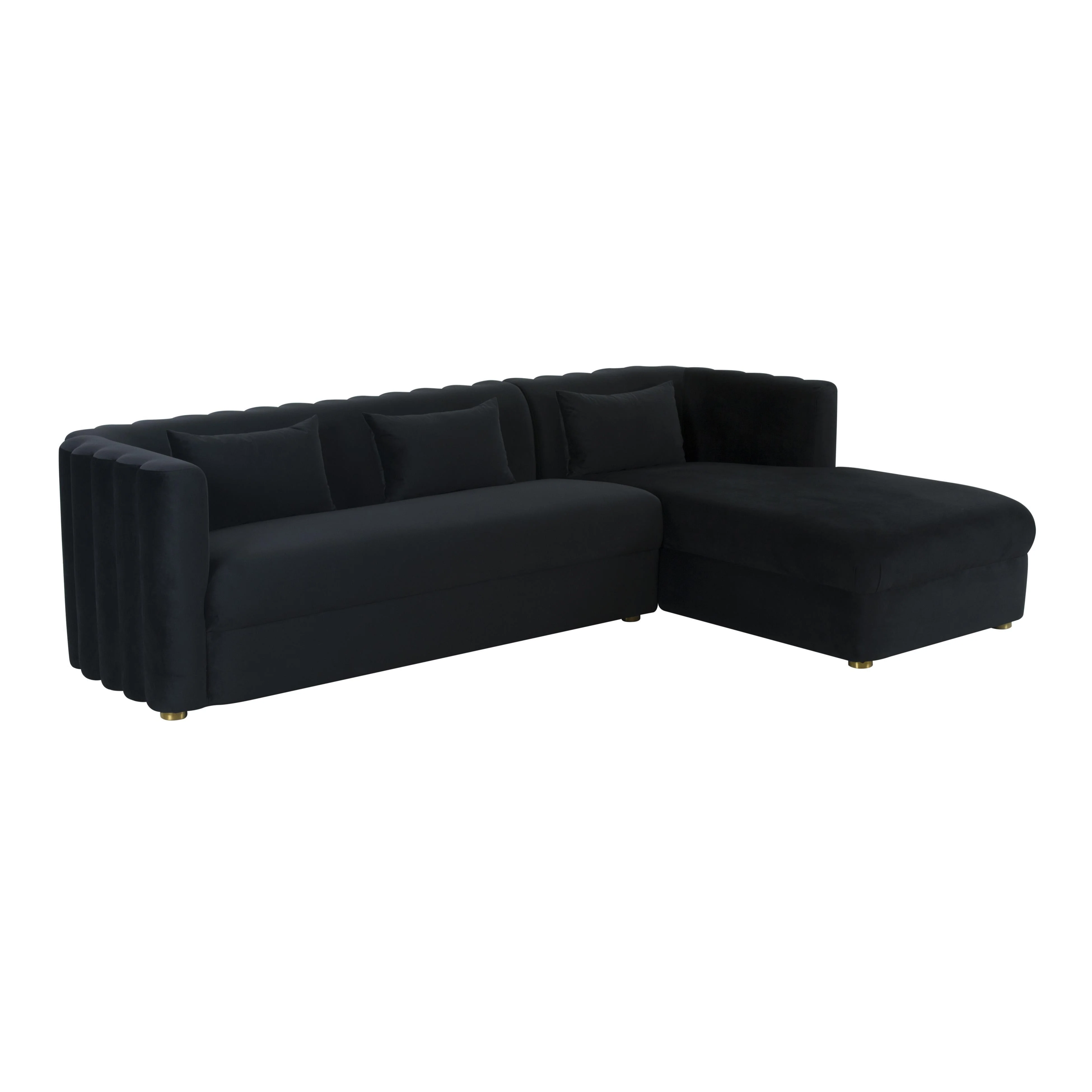 Callie Black Velvet Sectional - RAF - Remutear