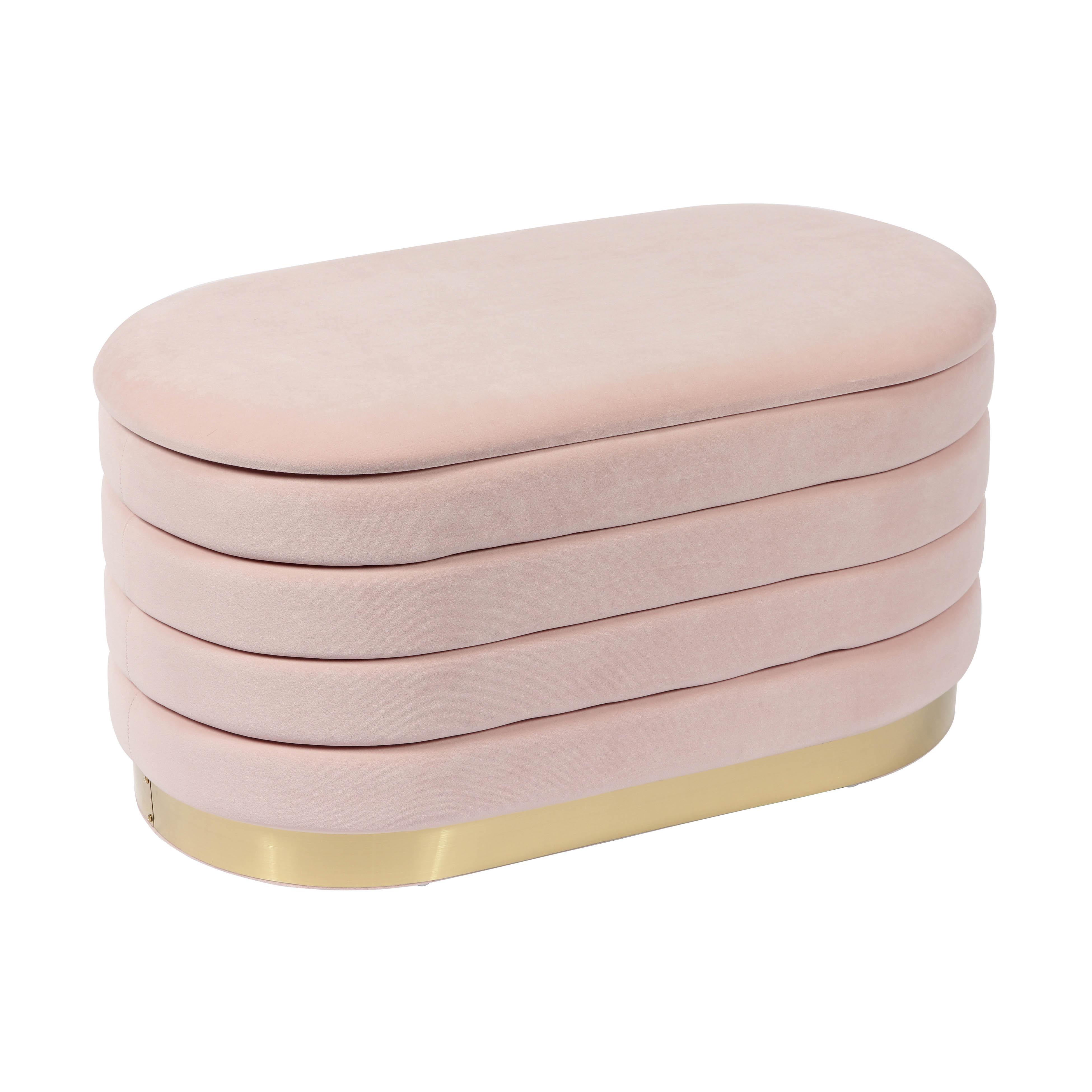 Lillian Blush Velvet Storage Bench - Remutear