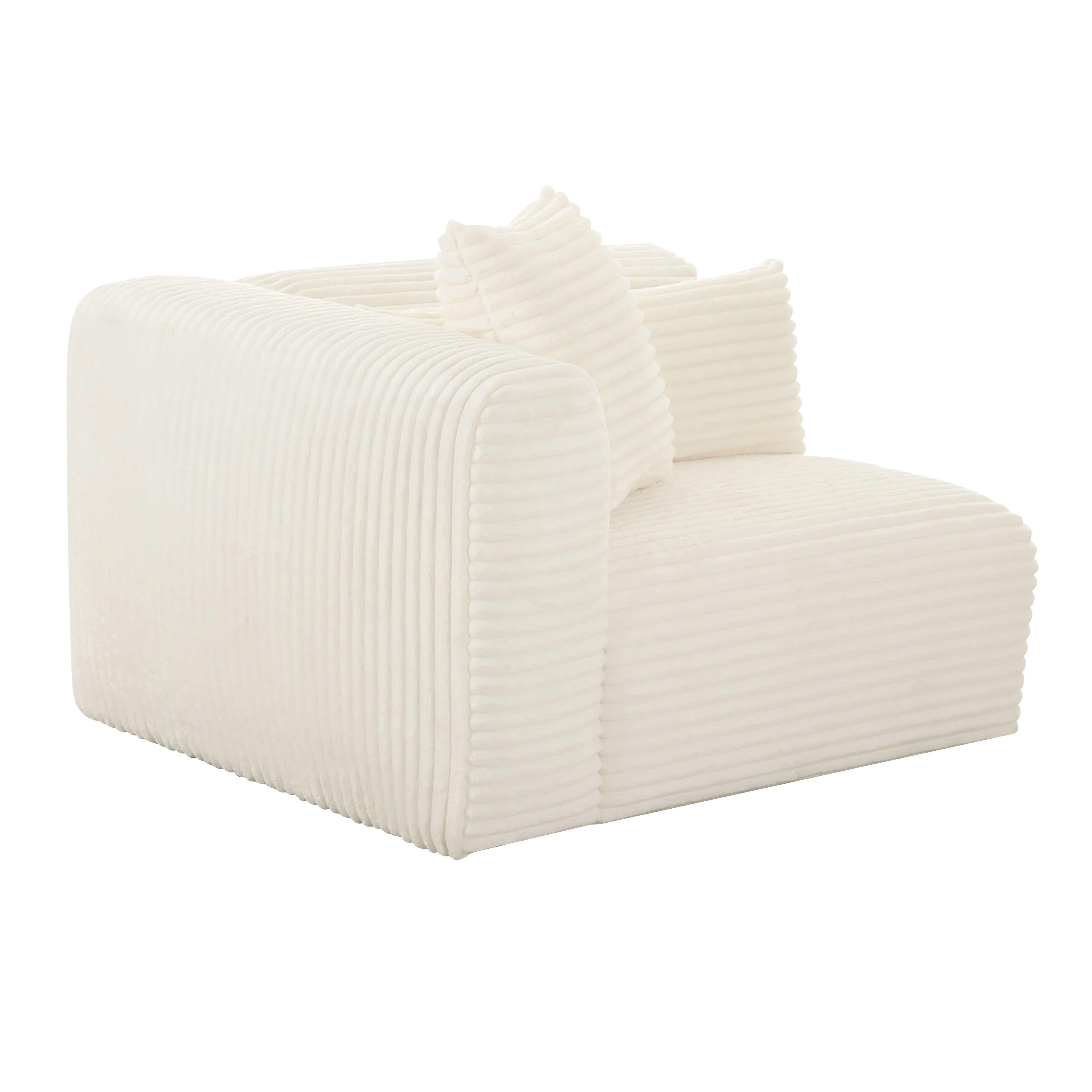 Tarra Fluffy Oversized Cream Corduroy Modular LAF Corner Chair - Remutear
