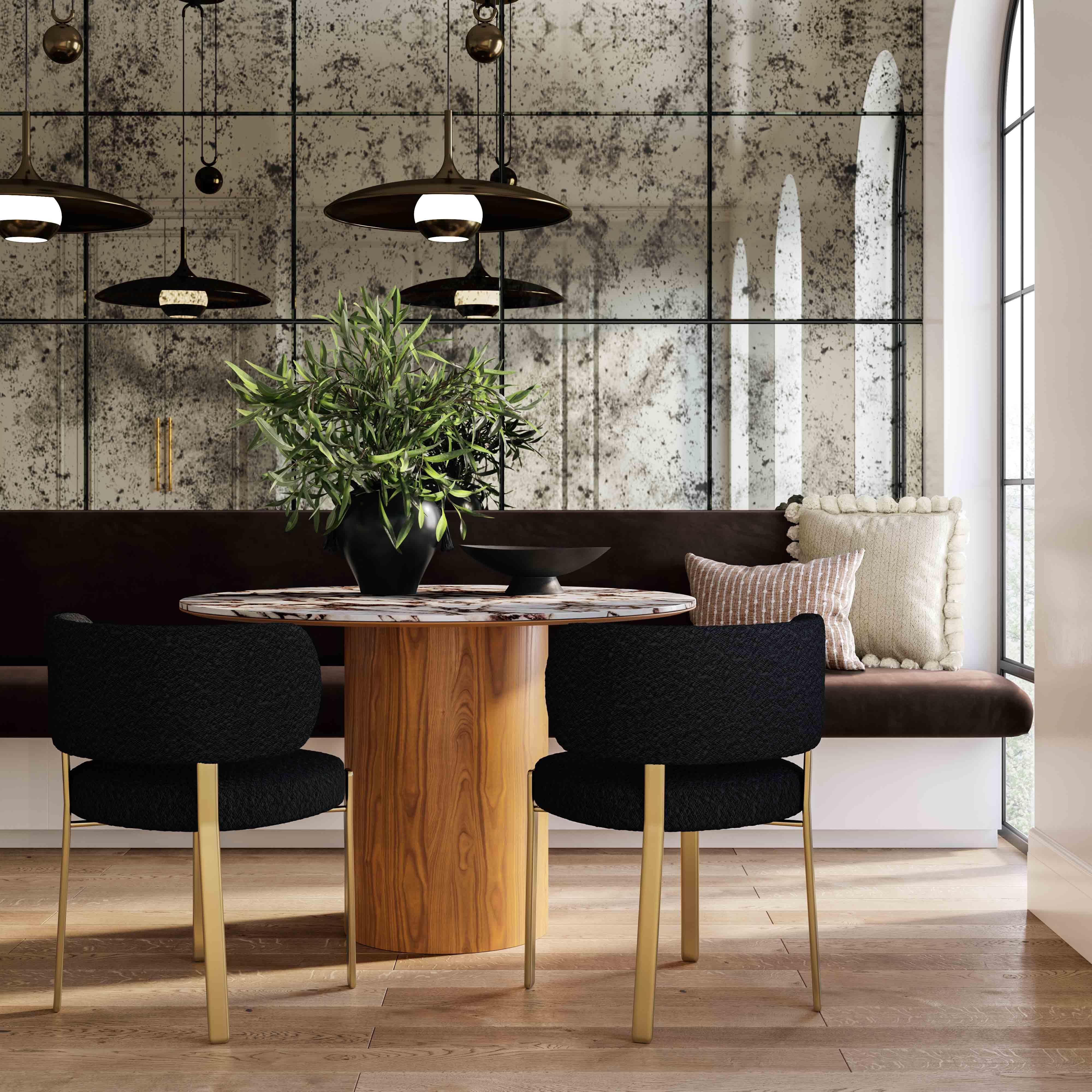 Margaret Black Boucle Dining Chair - Remutear
