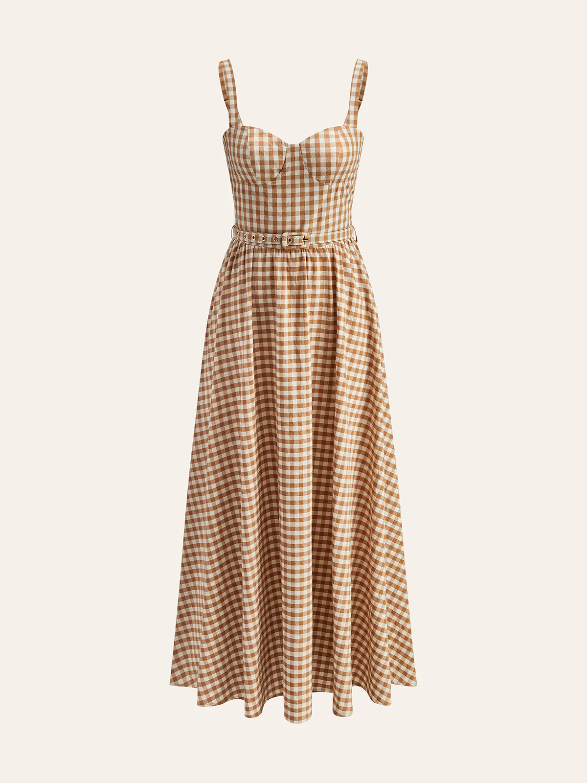 Gingham Belted Bustier Dress - Remutear