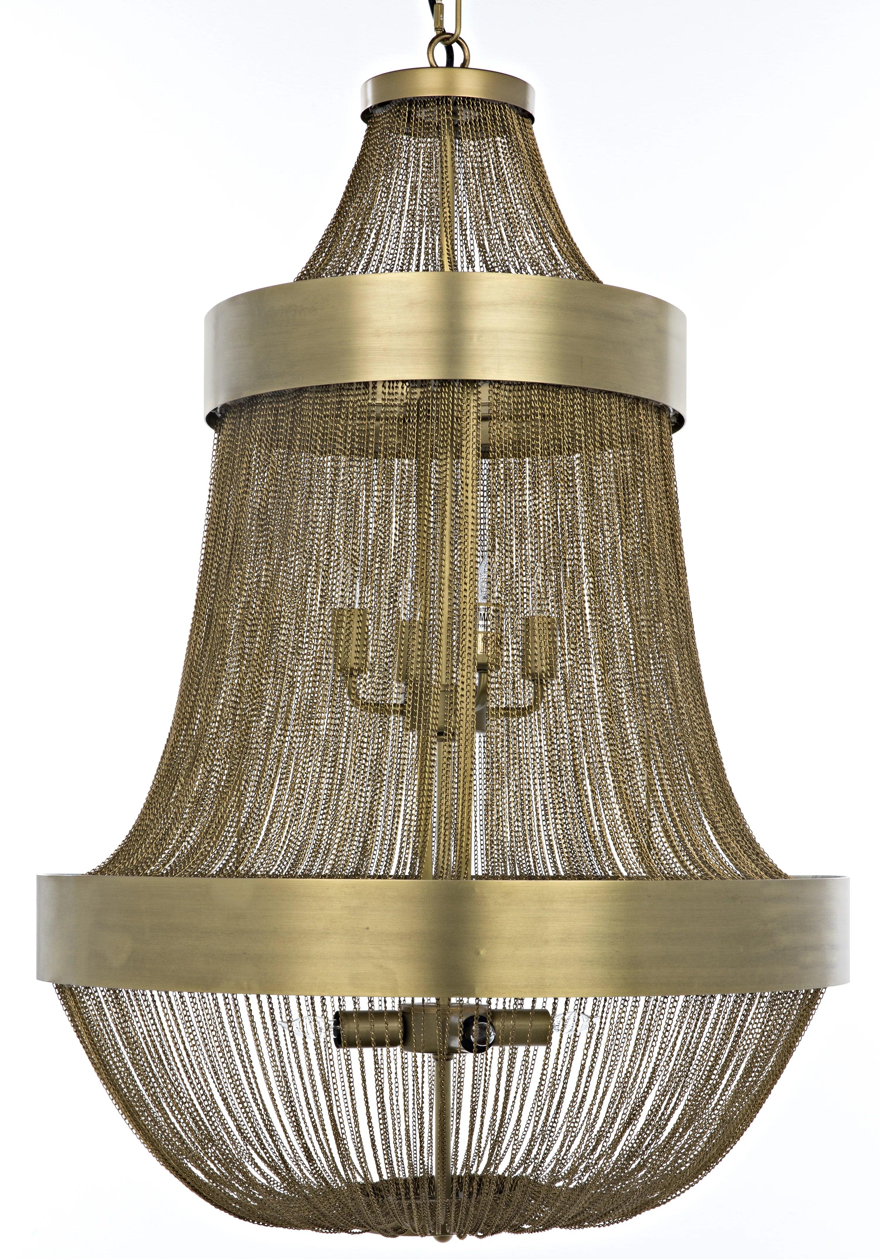 Pavilion Chandelier, Metal with Brass Finish - Remutear