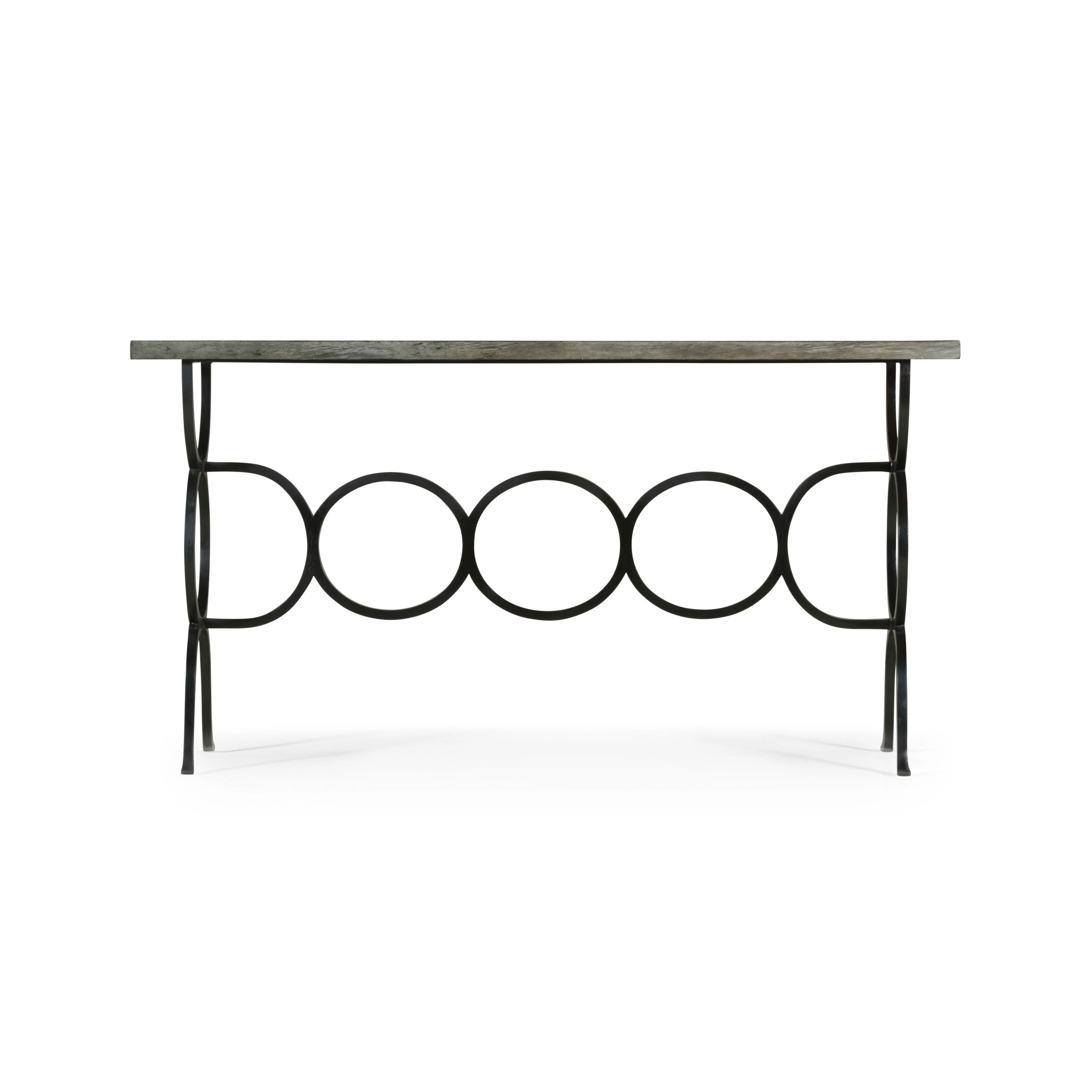 Casual Accents Dark Antique Grey Iron Base Console Table - Remutear
