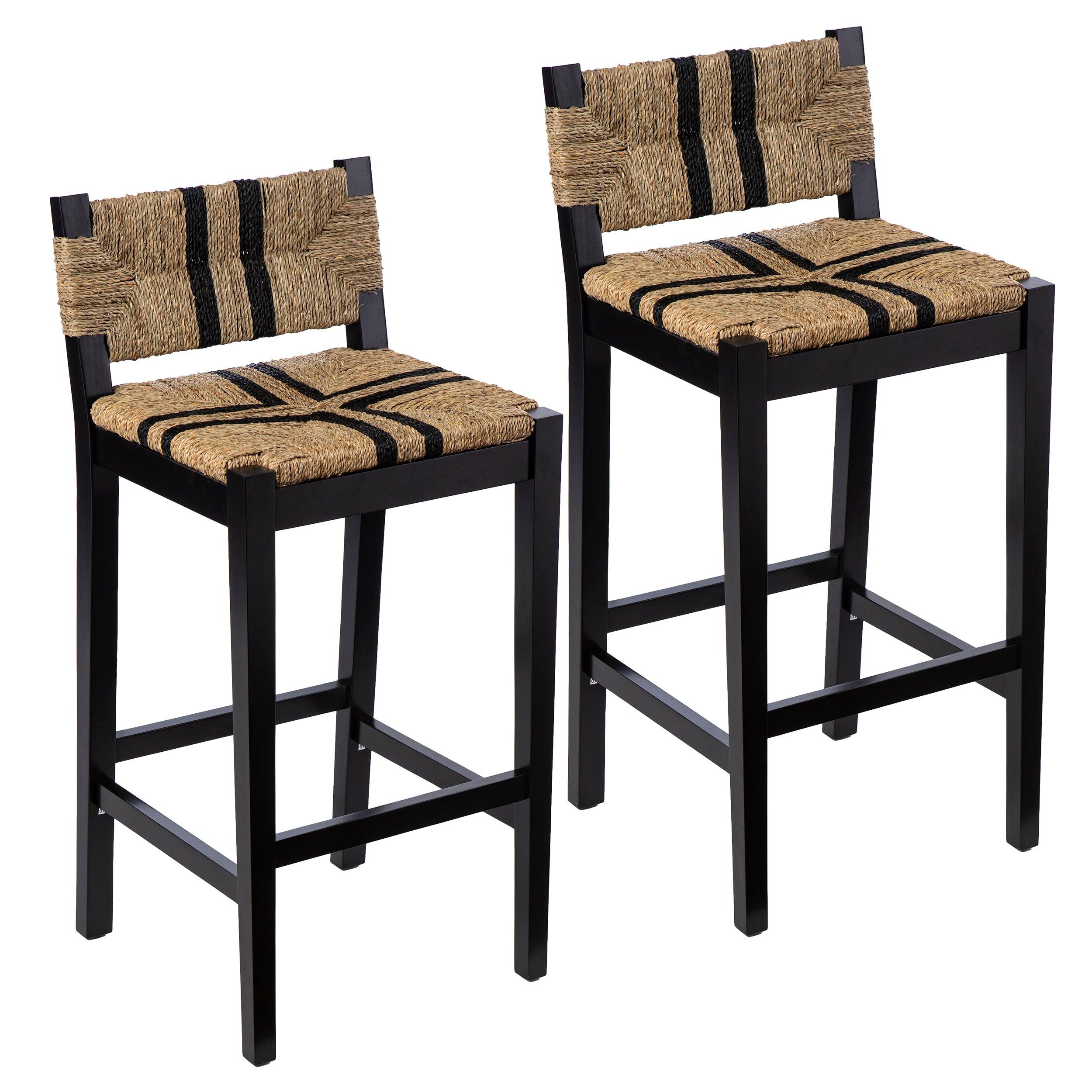 Gallacano Seagrass Barstools – 2pc Set - Remutear