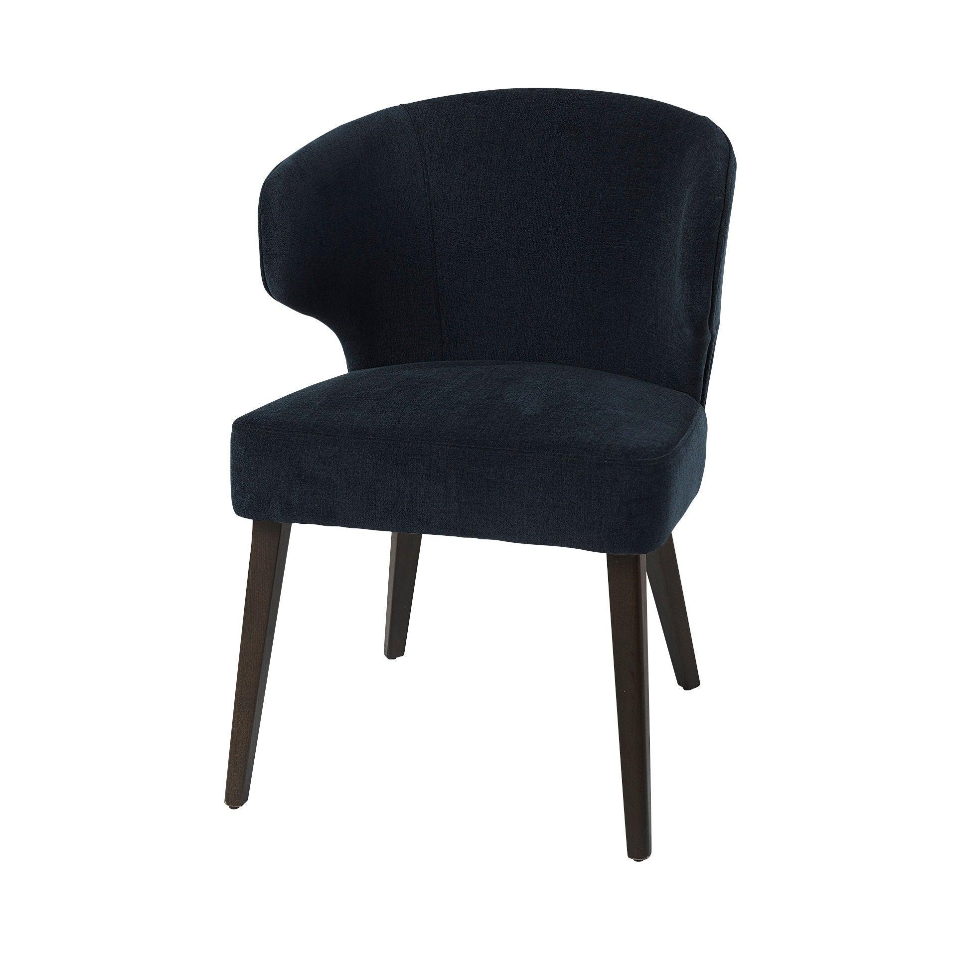 Niles 23.5L x 24.0W x 32.0H Navy Fabric Seat W/ Dark Brown Wooden Legs Wingback Dining Chair - Remutear