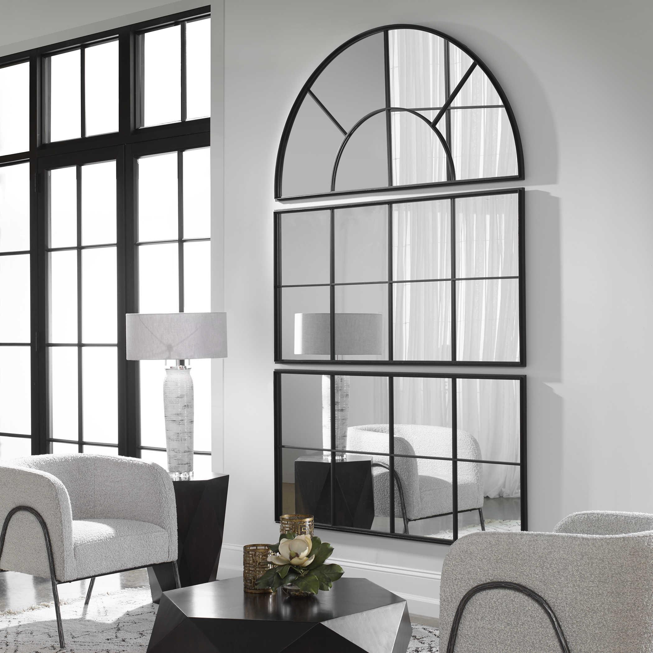 ROUSSEAU IRON WINDOW ARCH MIRROR - Remutear