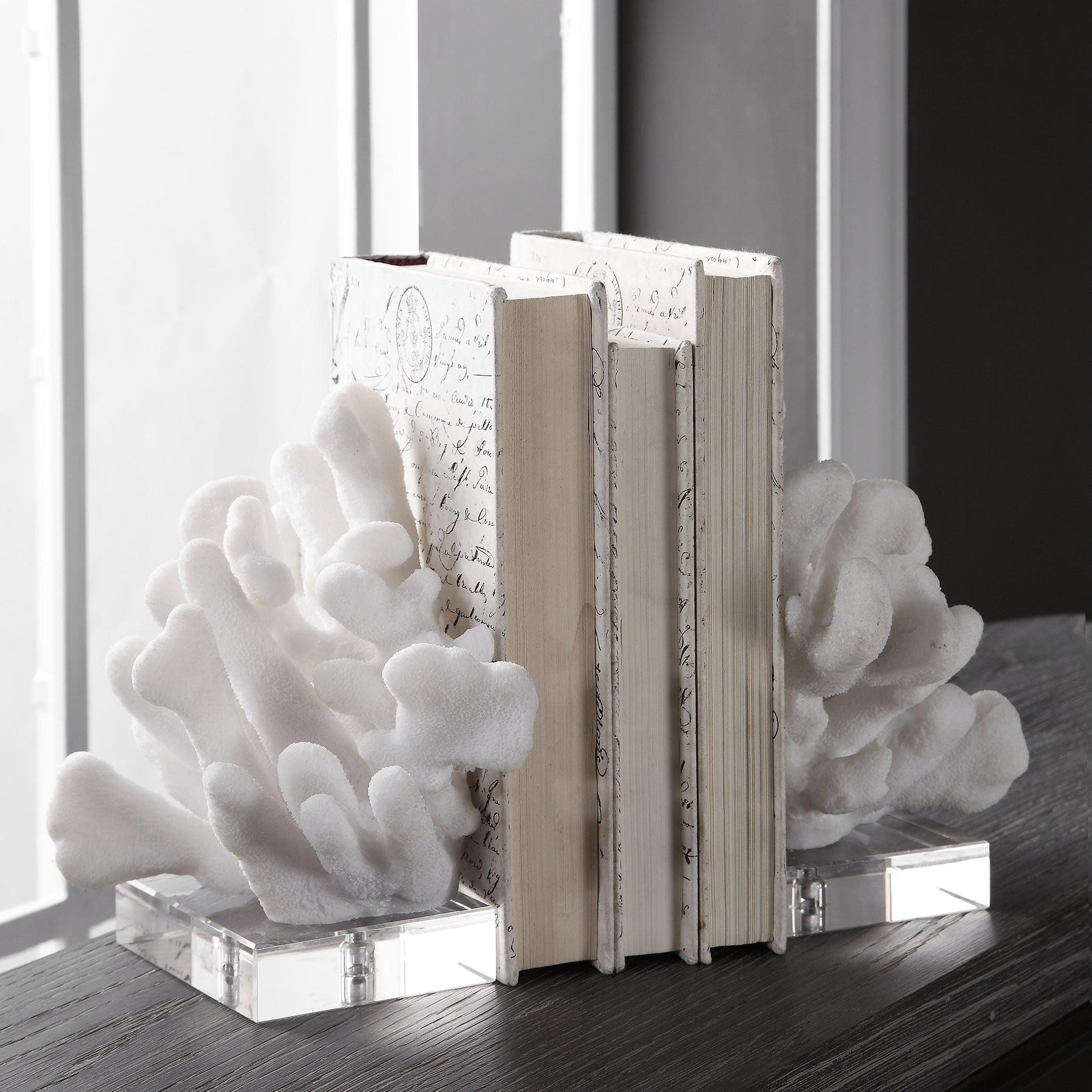 CHARBEL WHITE BOOKENDS, SET/2 - Remutear