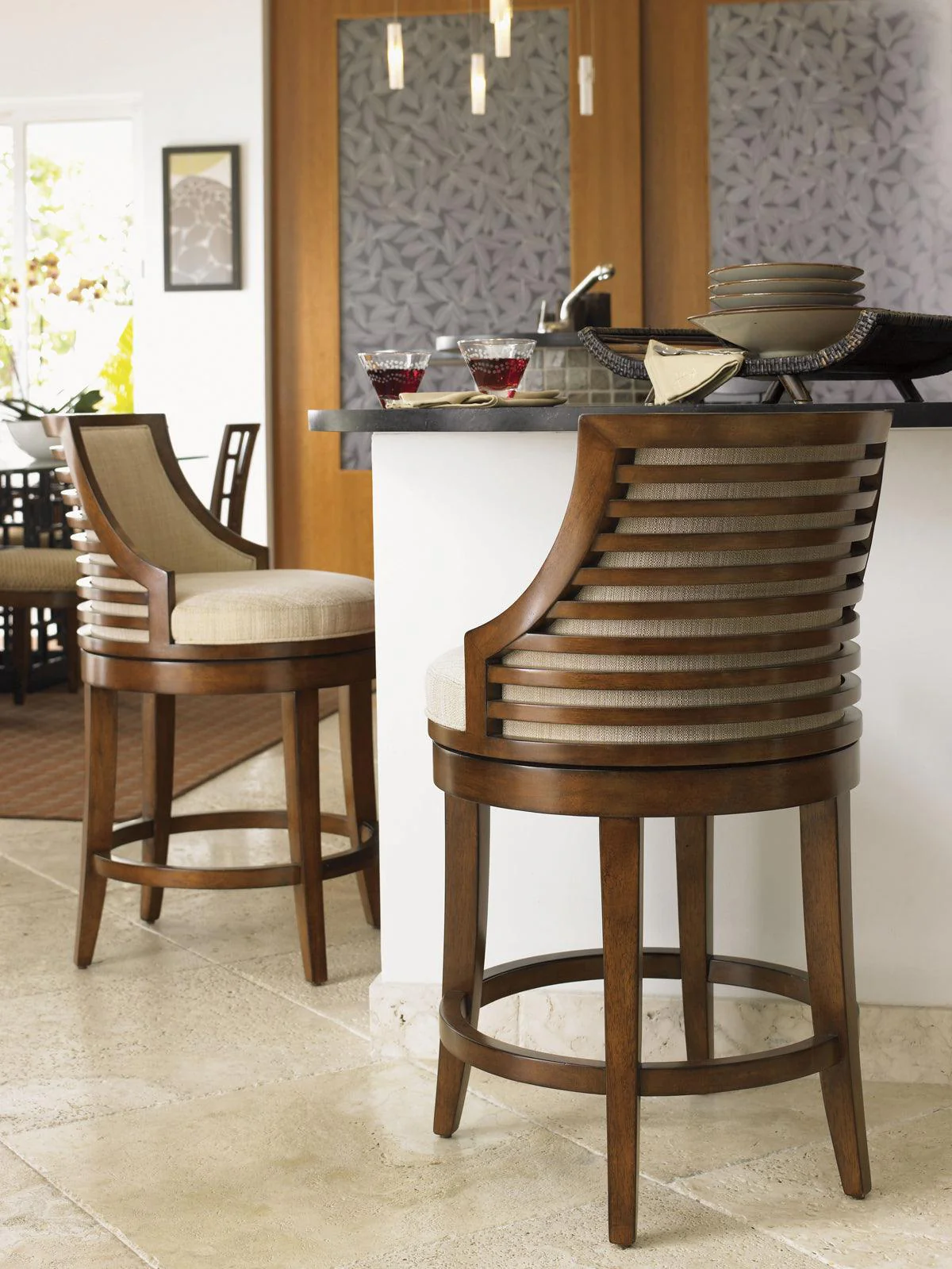 Ocean Club Cabana Swivel Counter Stool - Remutear