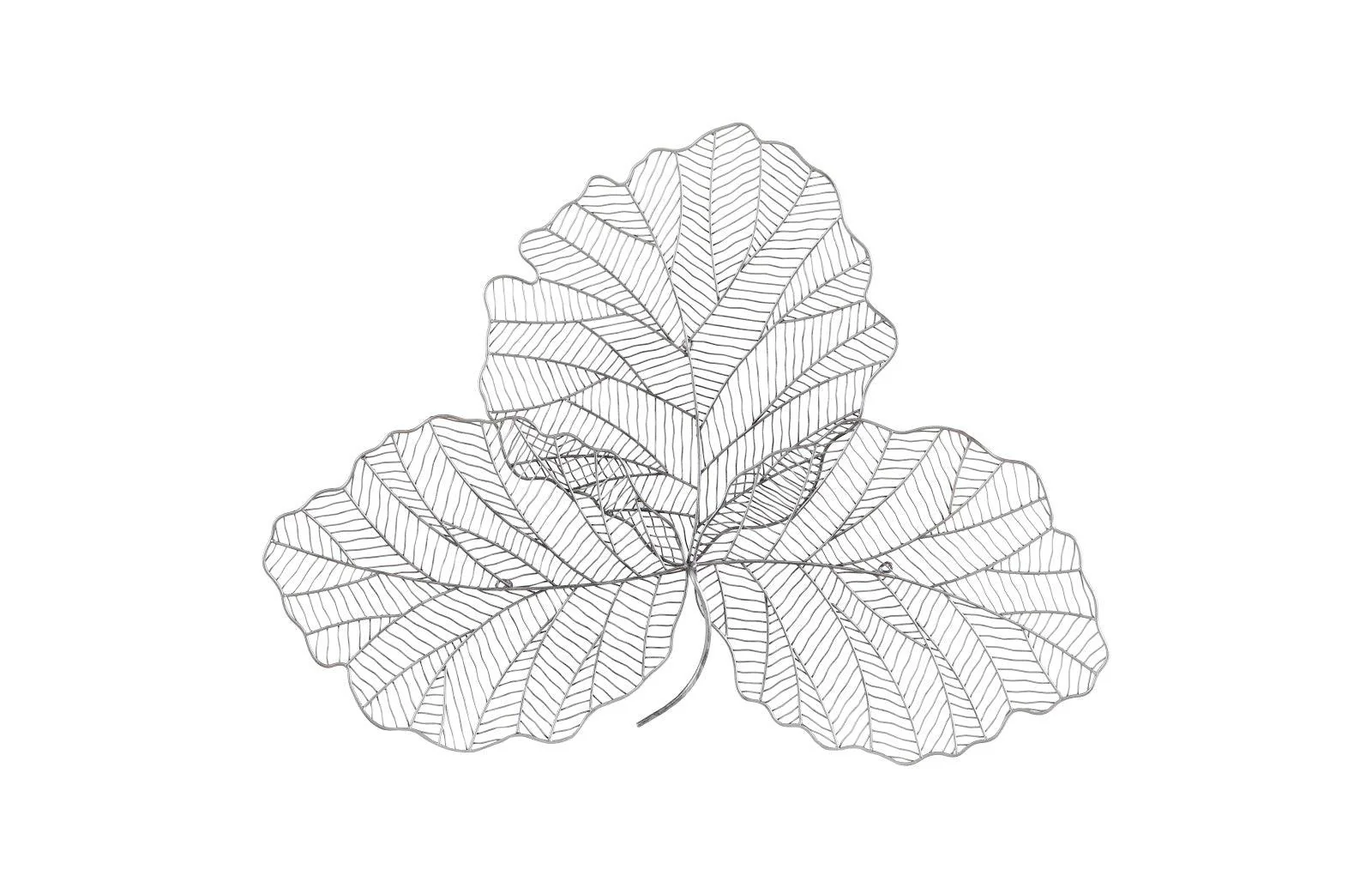 Tri Leaf Wall Art, Small, Metal, Silver/Black - Remutear