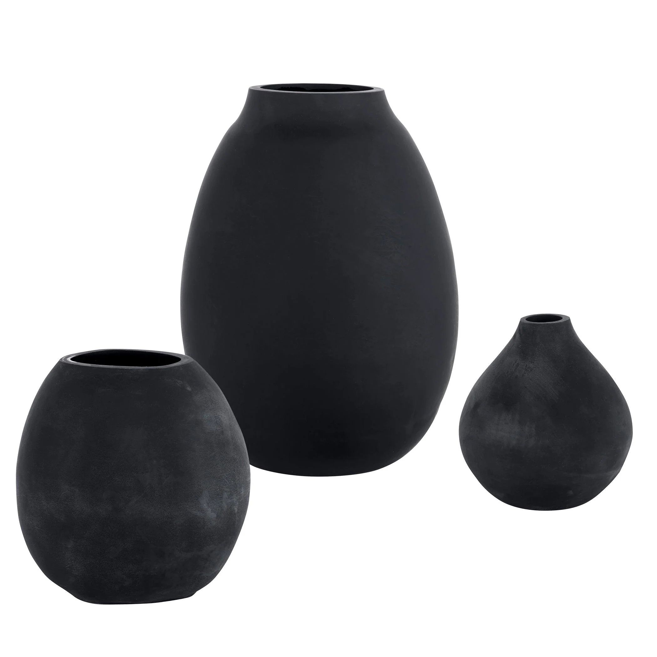 Hearth Matte Black Vases, Set/3 - Remutear
