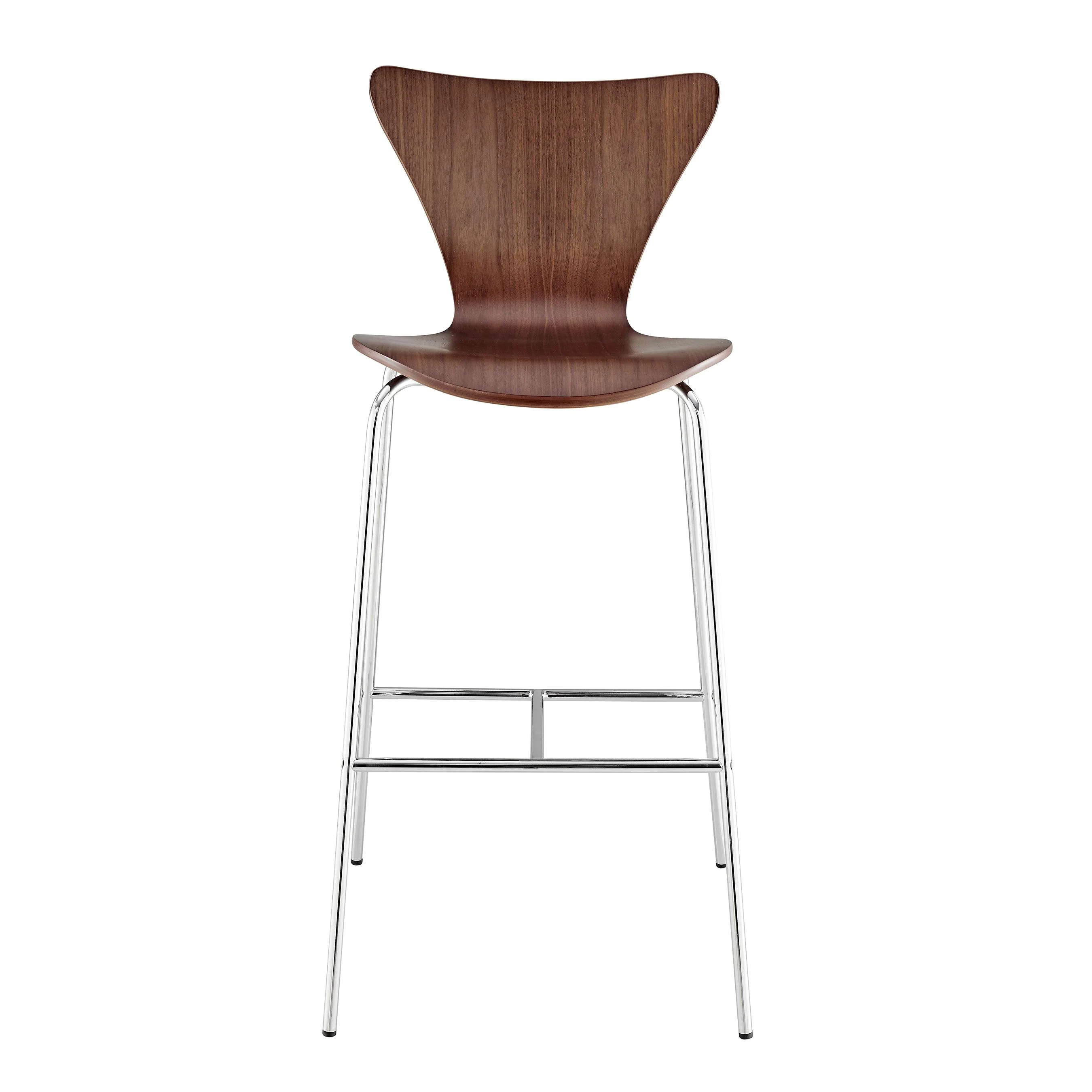 Tendy Bar Stool in American Walnut with Chrome Legs  - Set of 4 - Remutear