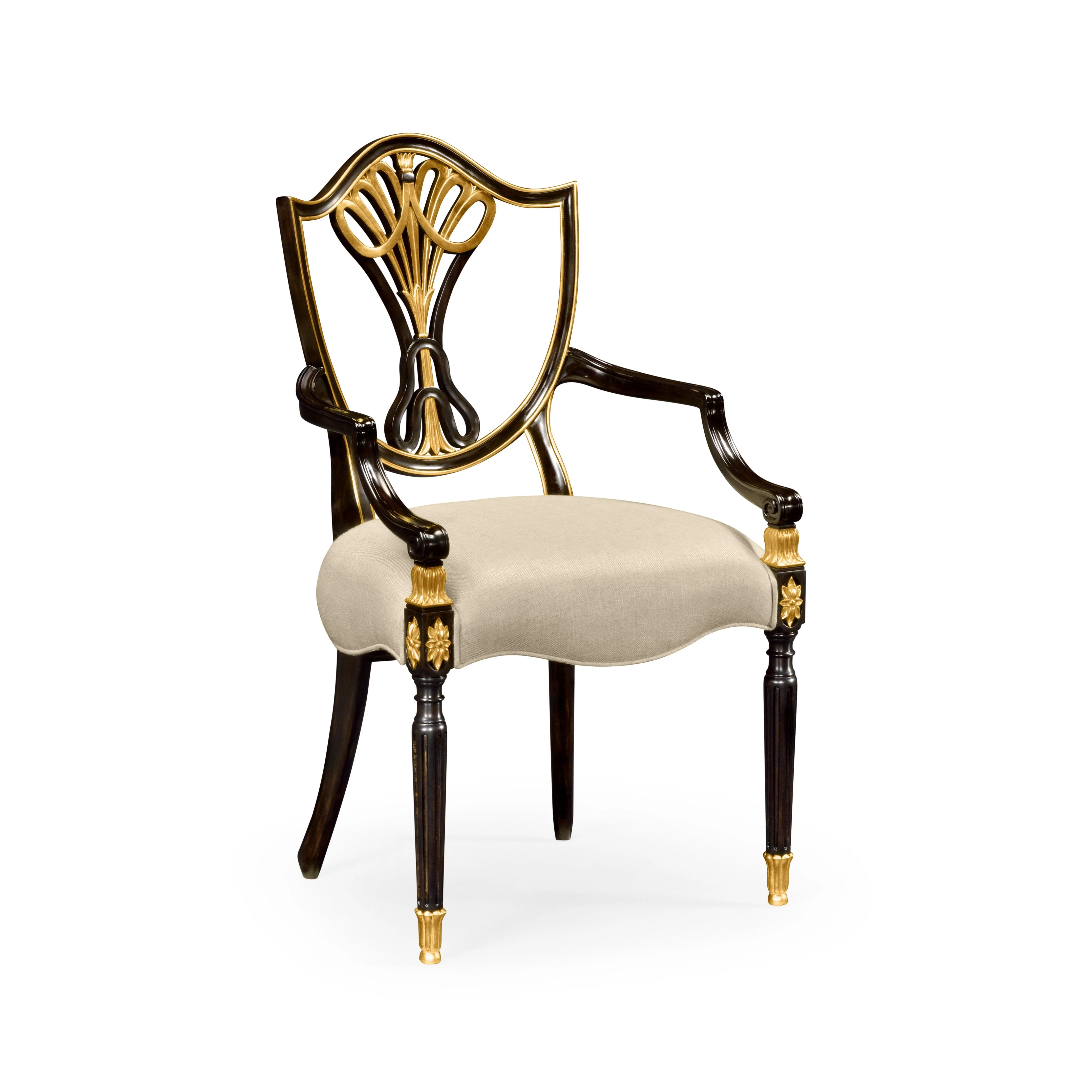Country Farmhouse Painted Sheraton Shield Back Arm Chair - Set of 2 - Remutear