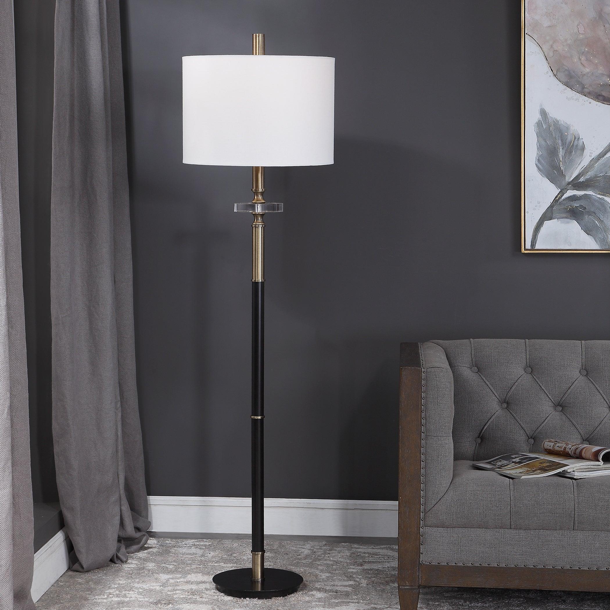 Maud Aged Black Floor Lamp - Remutear