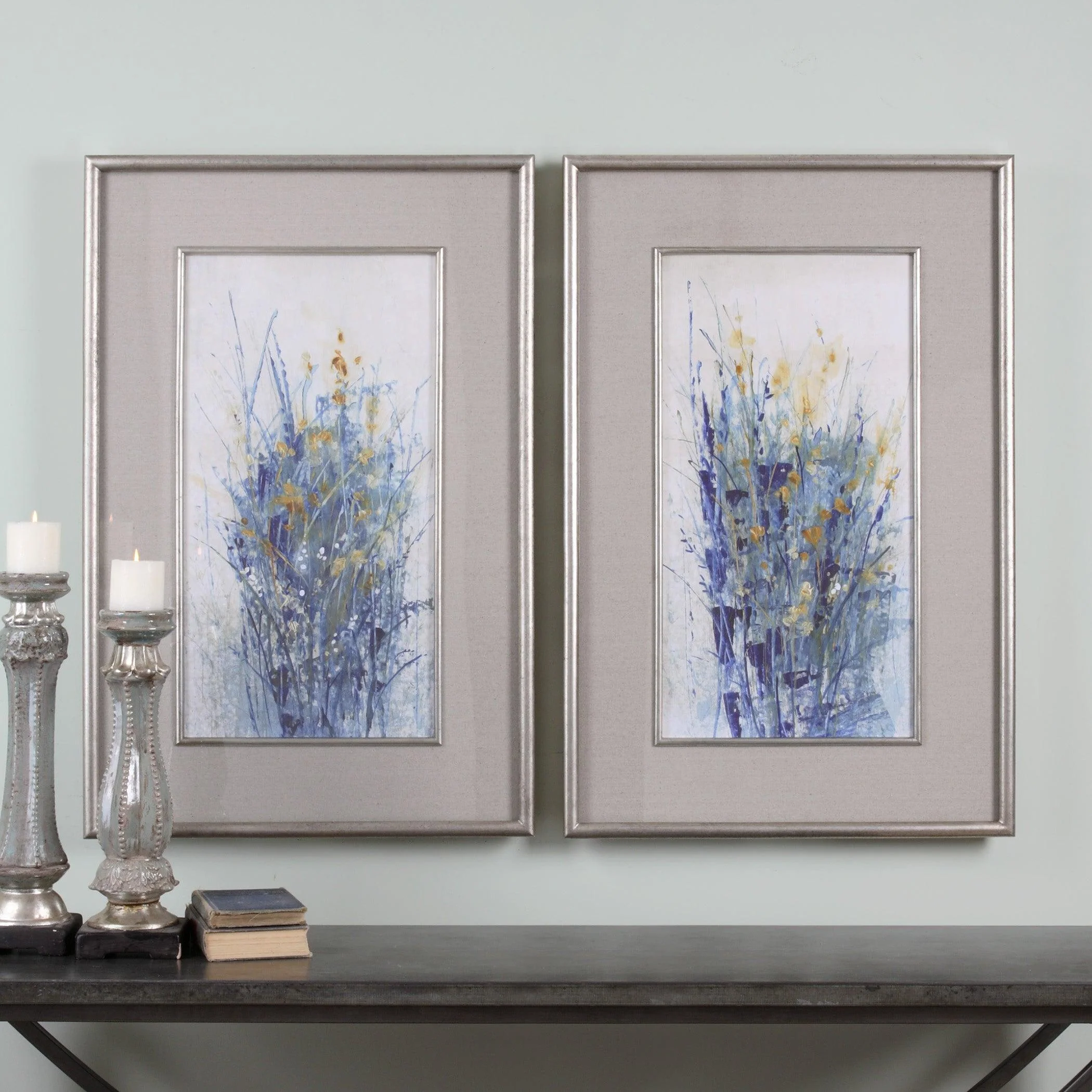 Indigo Florals Framed Art S/2 - Remutear