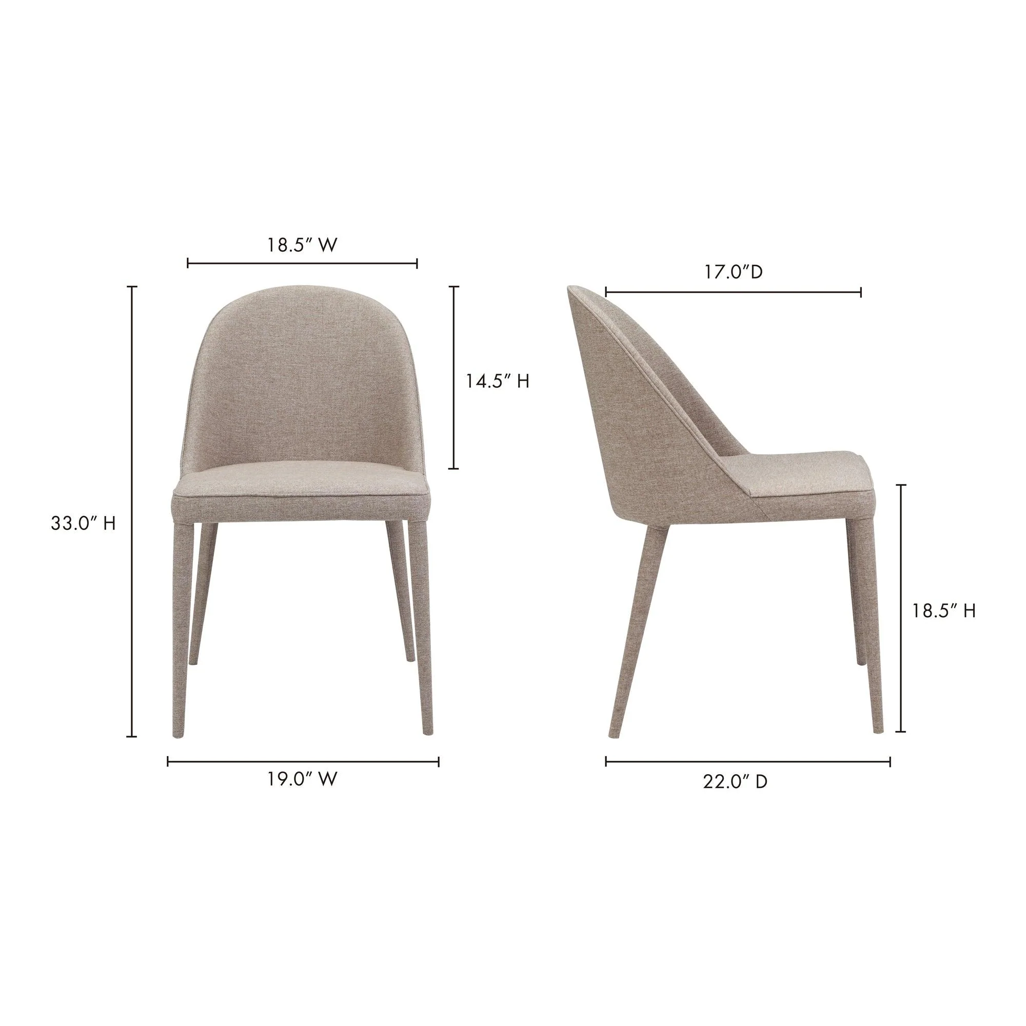 Burton Fabric Dining Chair Light Grey - Set Of Two - Remutear