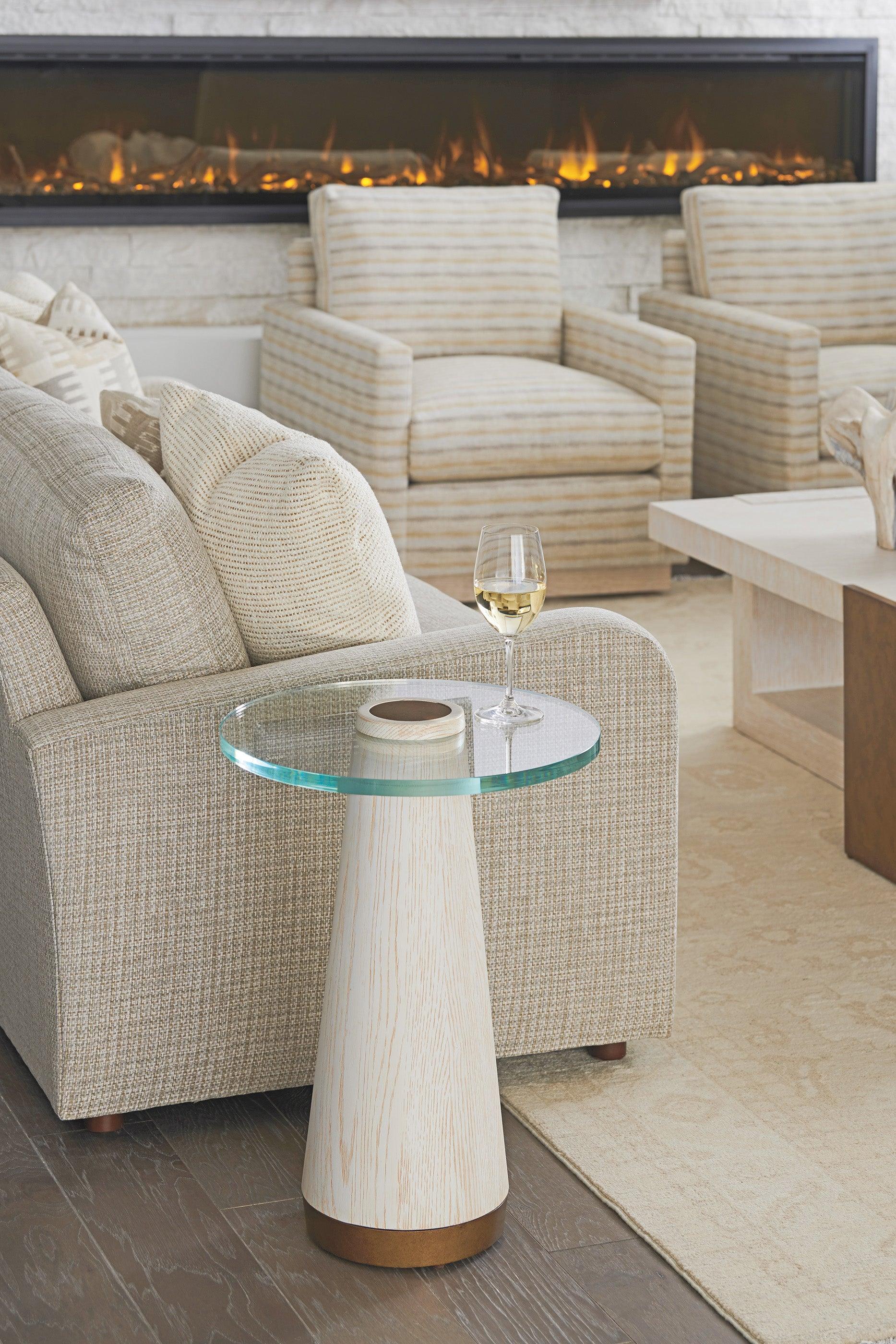 Carmel Castlewood Glass Top Accent Table - Remutear
