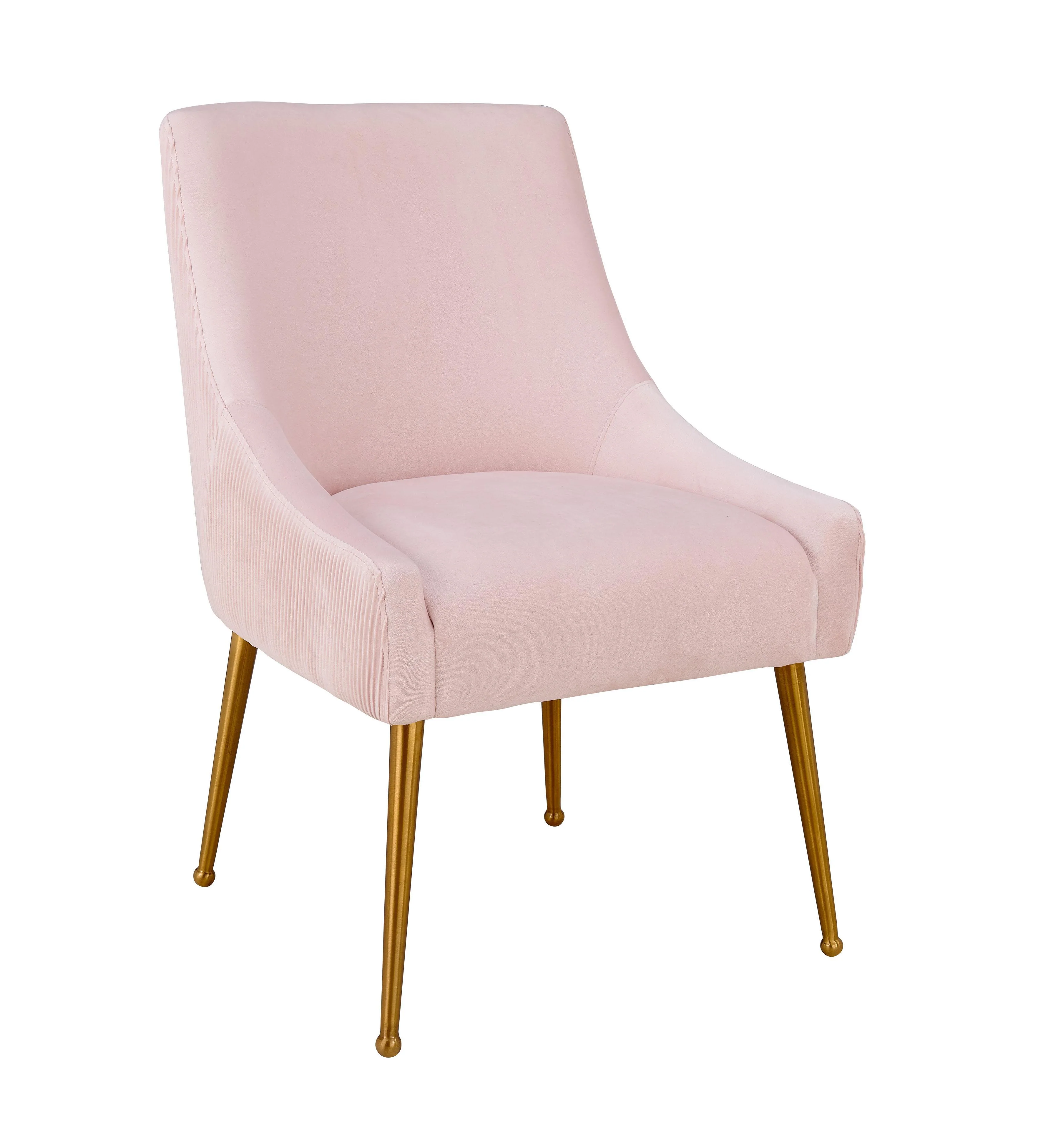 Beatrix Pleated Blush Velvet Side Chair - Remutear
