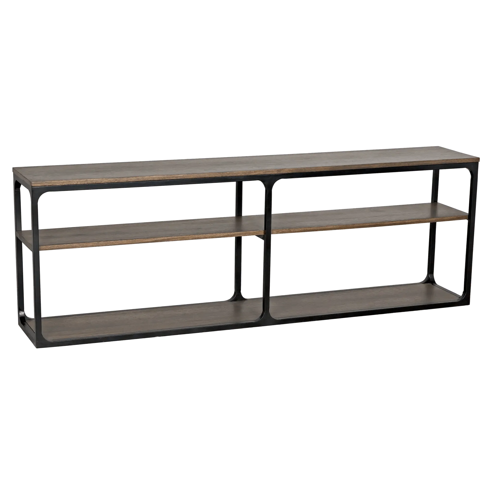 Novie Console, Large, Black Steel with Dark Walnut - Remutear