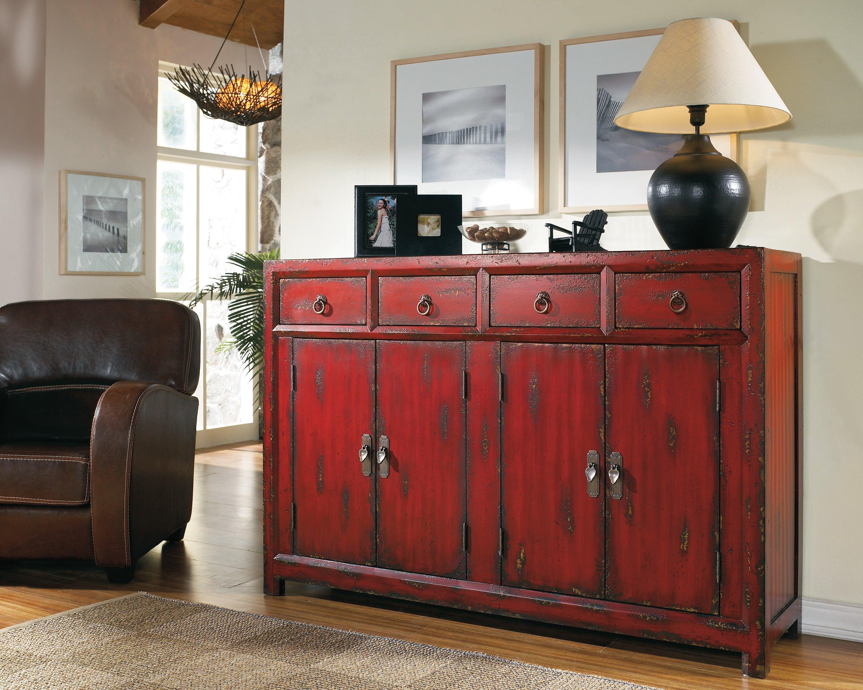 58'' Red Asian Cabinet - Remutear