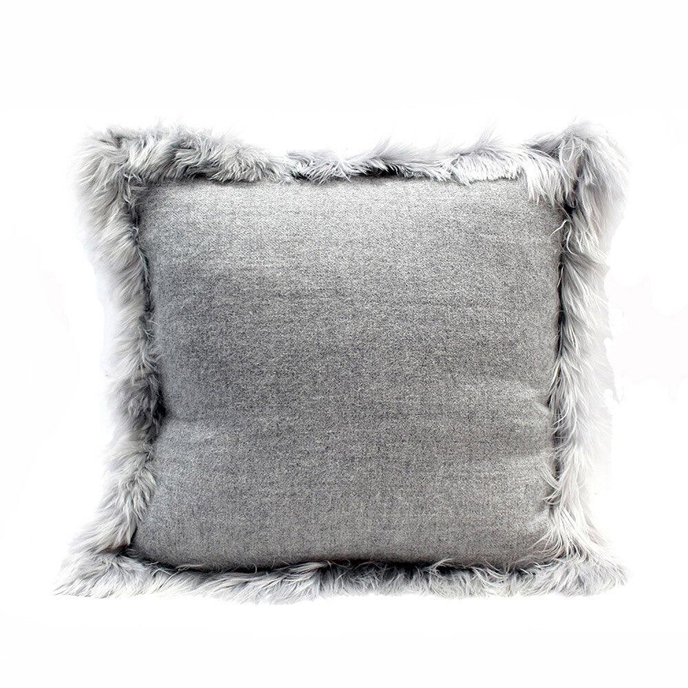 Woven Alpaca Suri Cushion Trimmed w/ Alpaca Fur - Remutear