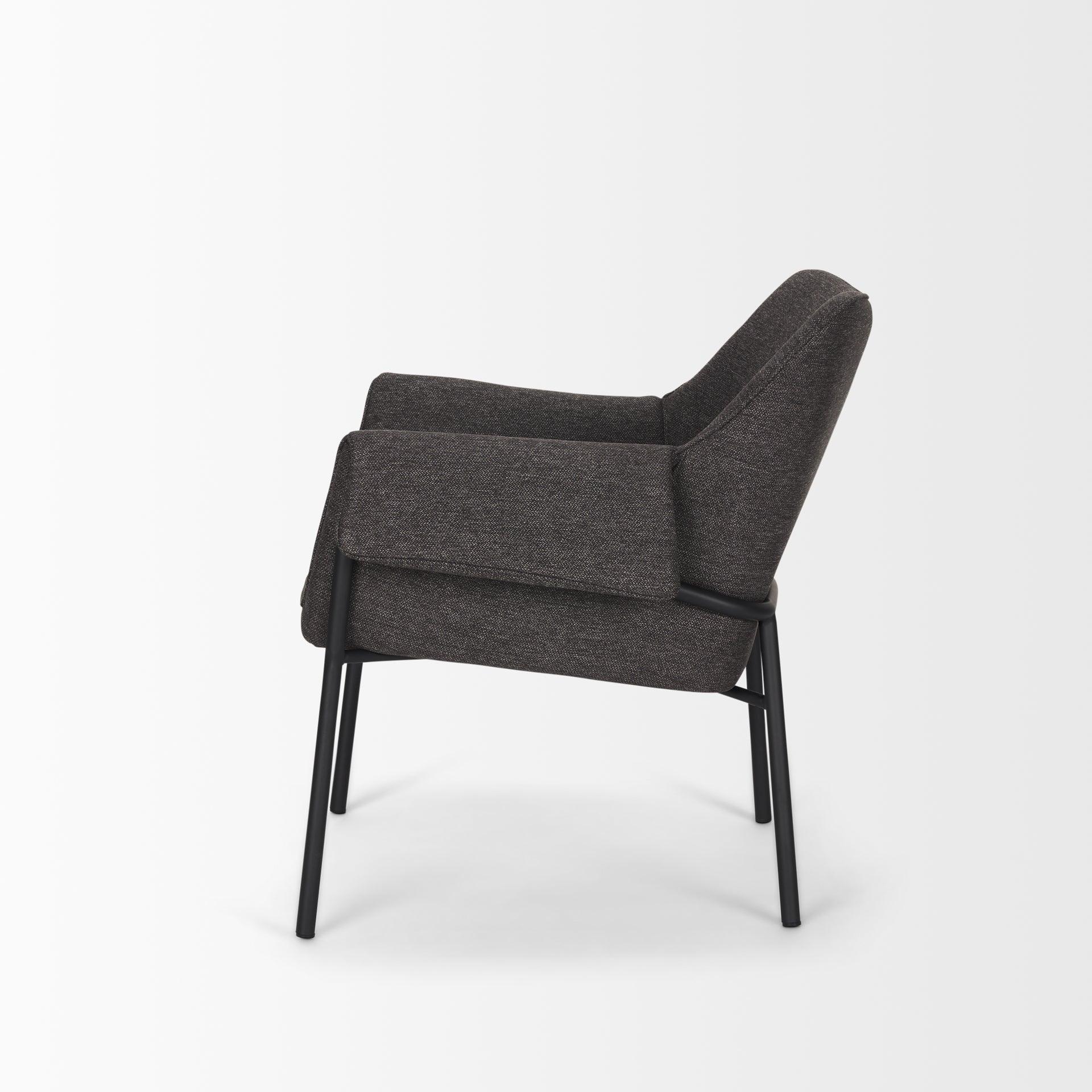 Brently Accent Chair w/ Gray Fabric & Matte Black Metal Legs - Remutear