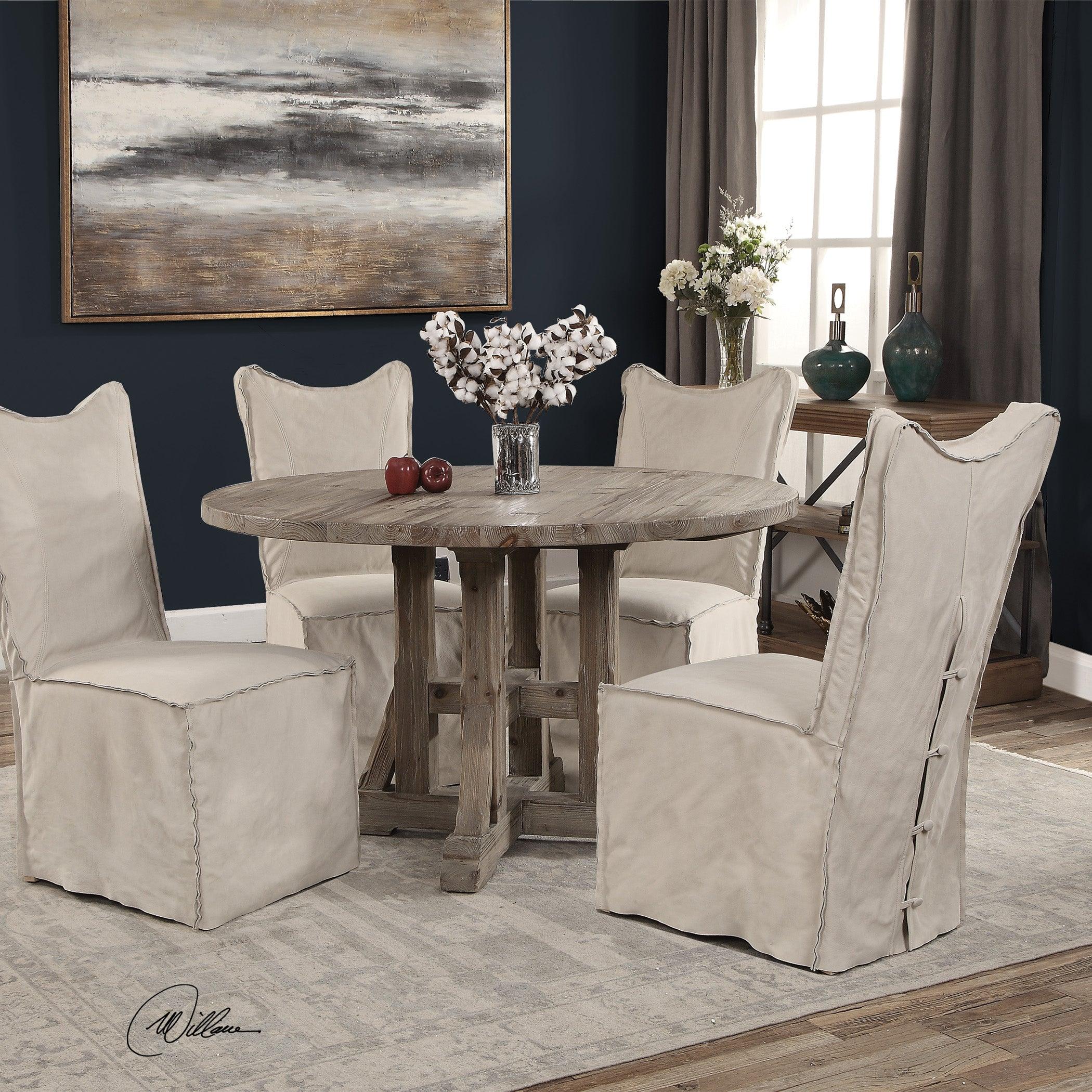 Delroy Armless Chairs, Stone Ivory, Set Of 2 - Remutear
