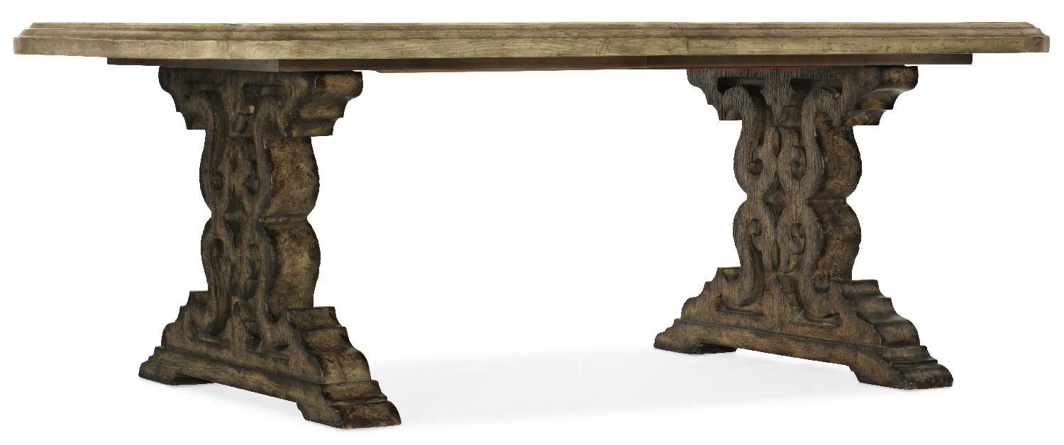 La Grange Le Vieux 86in Double Pedestal Table with2-18in Leaves - Remutear