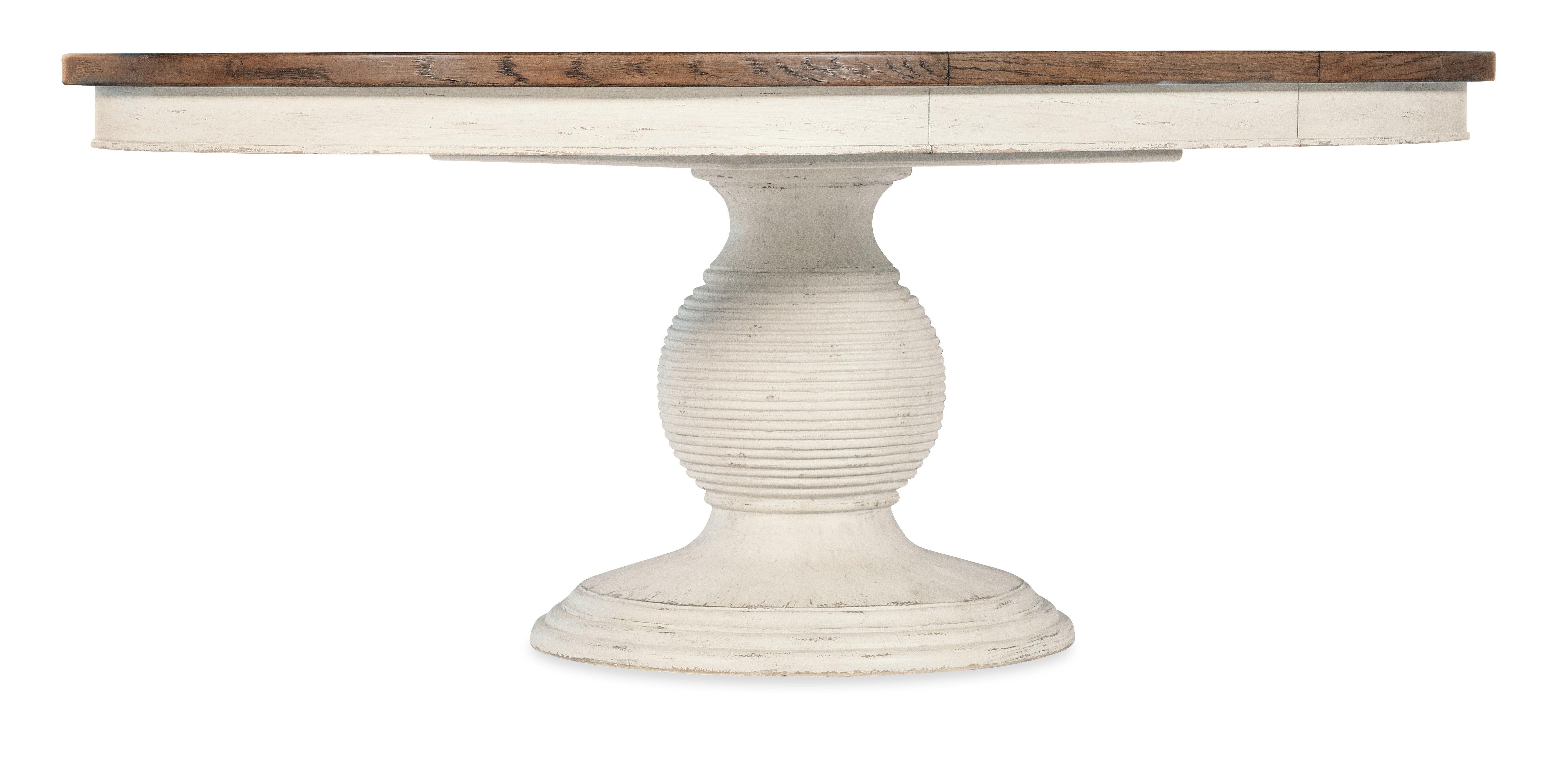 Americana Round Pedestal Dining Table w/1-22in leaf - Daisy - Remutear