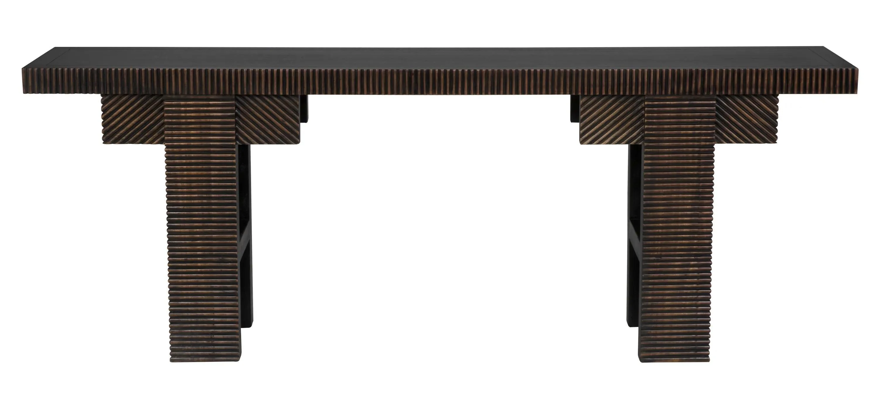 Nabu Console, Hand Rubbed Black with Light Brown Trim - Remutear