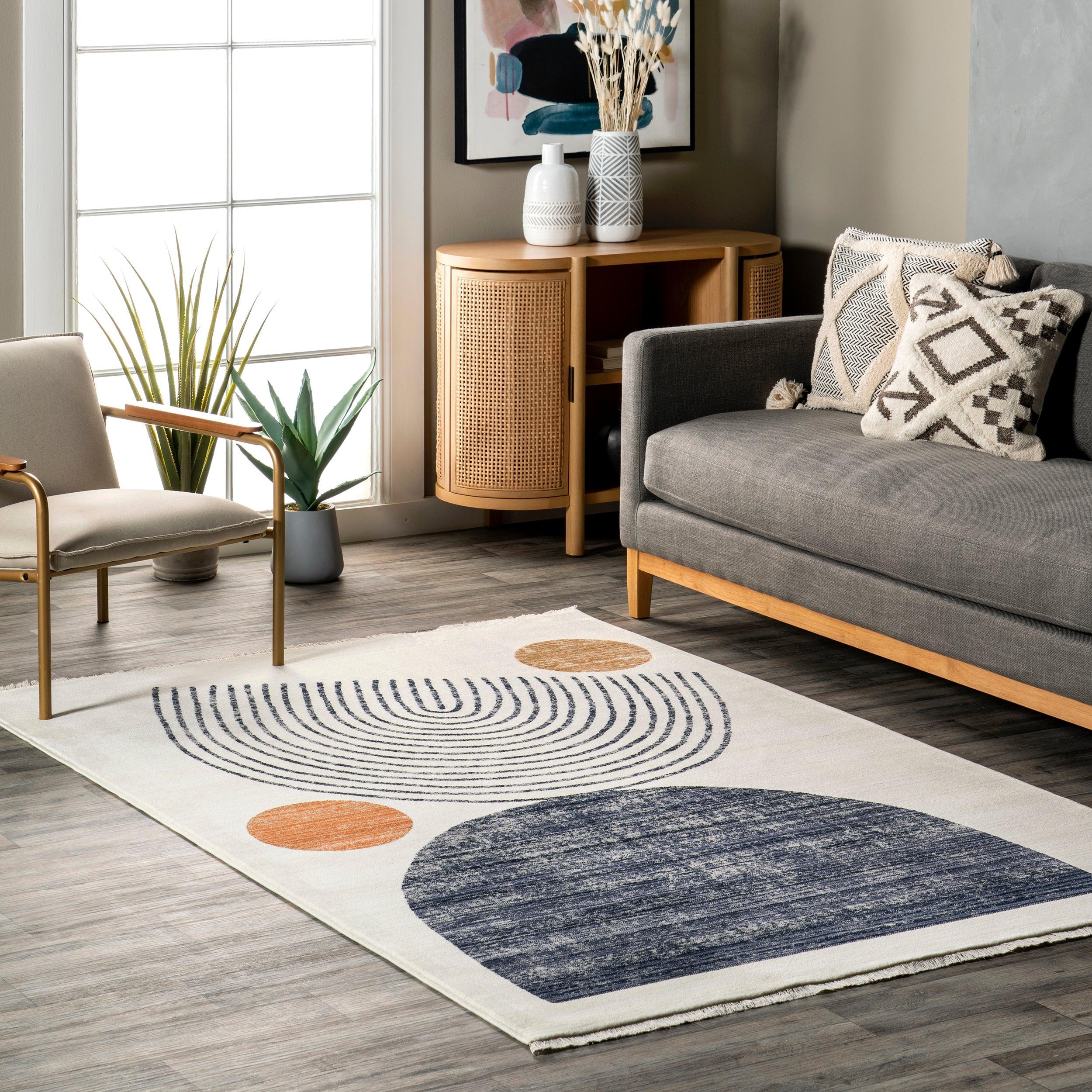 Bevin Abstract Sky Fringe Area Rug - Remutear