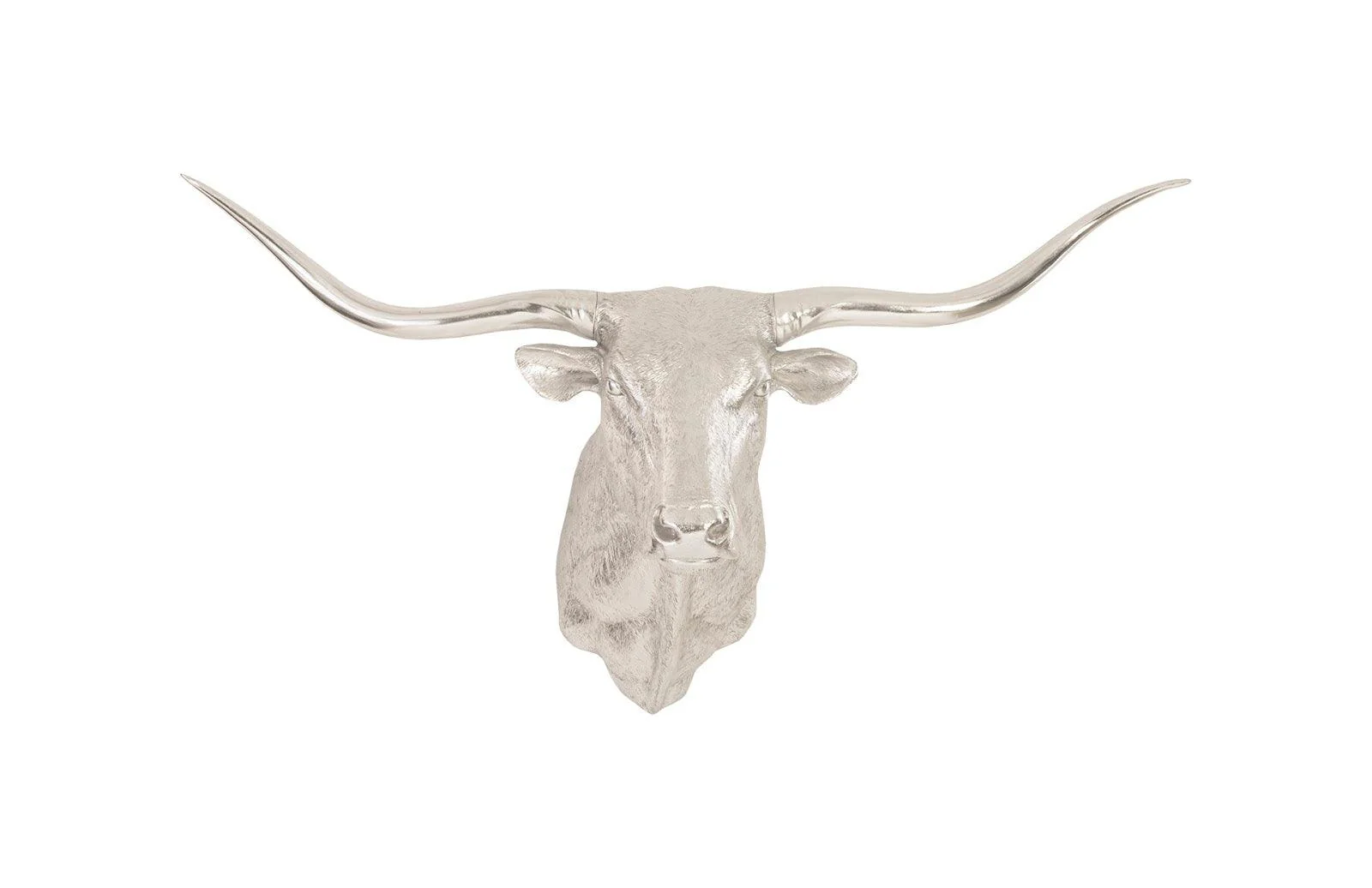 Longhorn Bull Wall Art, Resin, Silver Leaf - Remutear